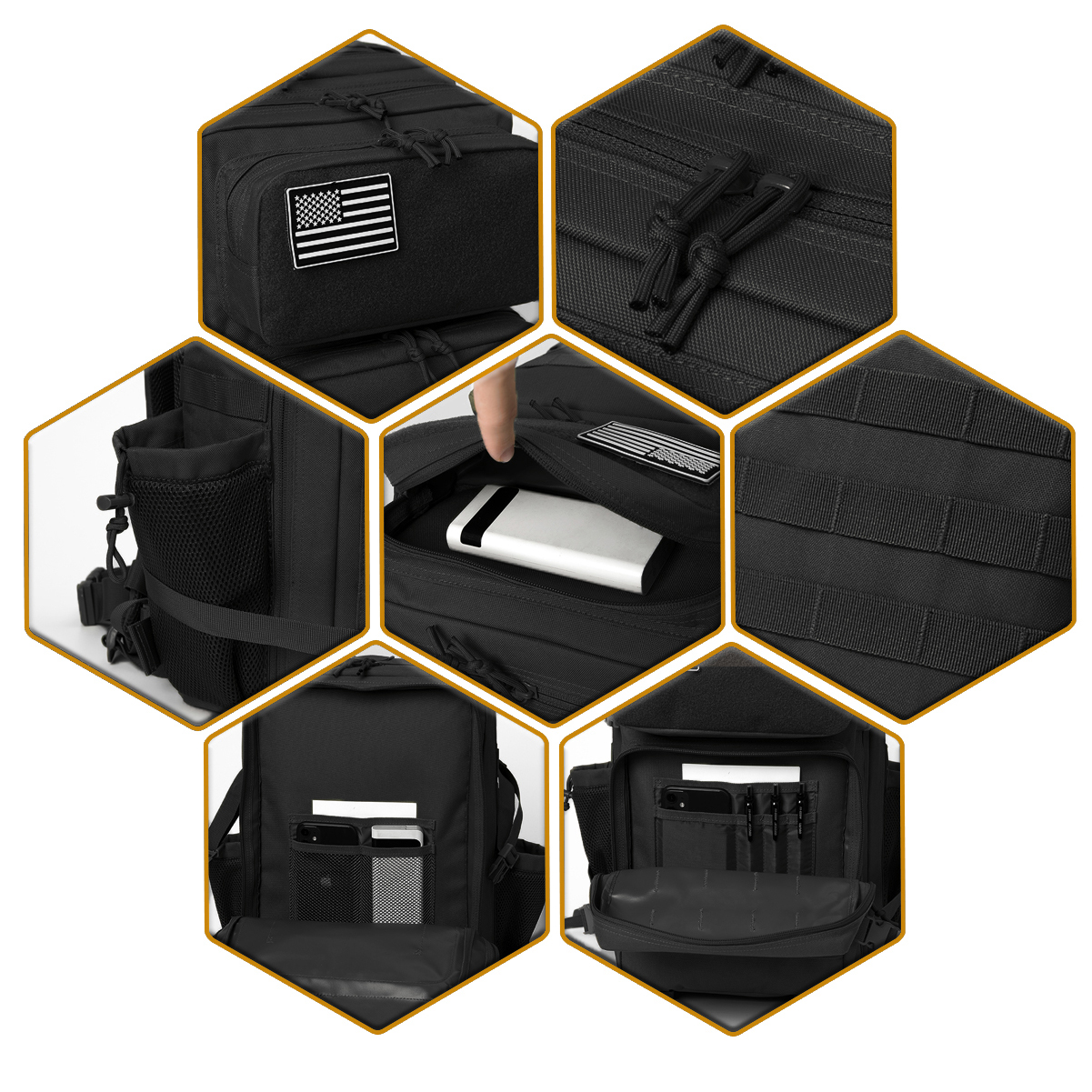 QT&QY Military Tactical Backpacks For Men Molle Daypack 45L Large 3 Day Bug Out Bag Hiking Rucksack With Bottle Holder