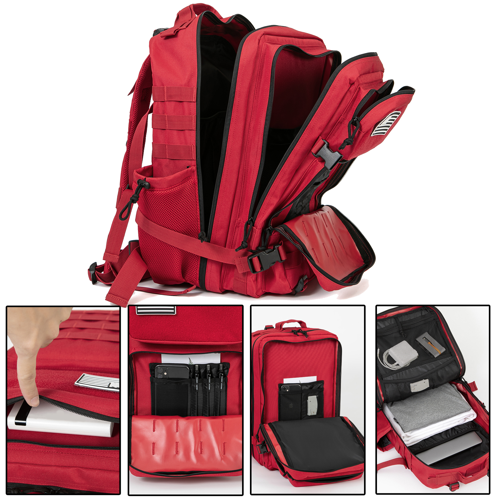 QT&QY Military Tactical Backpacks For Men Molle Daypack 45L Large 3 Day Bug Out Bag Hiking Rucksack With Bottle Holder