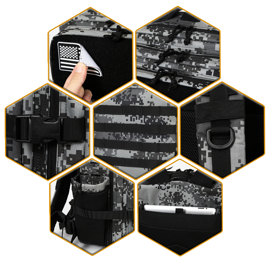 QT&QY Military Tactical Backpacks For Men Molle Daypack 45L Large 3 Day Bug Out Bag Hiking Rucksack With Bottle Holder