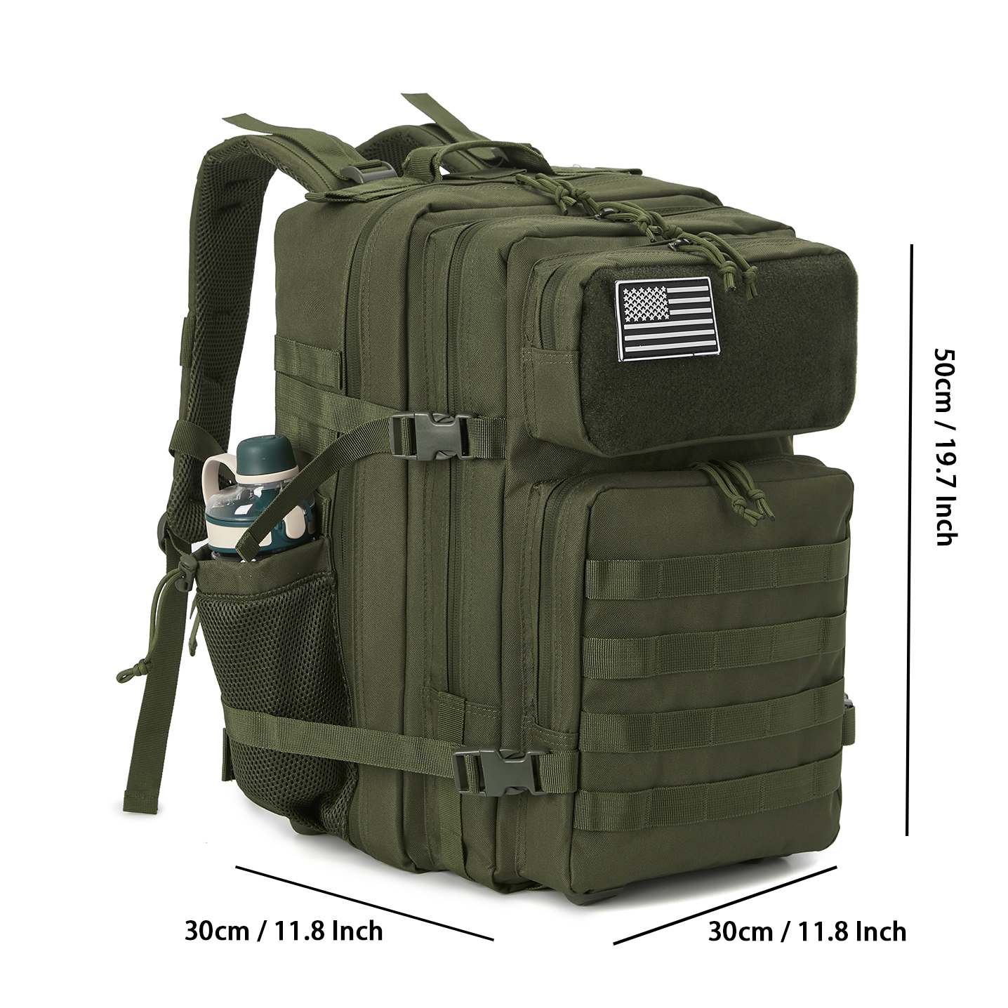QT&QY Military Tactical Backpacks For Men Molle Daypack 45L Large 3 Day Bug Out Bag Hiking Rucksack With Bottle Holder