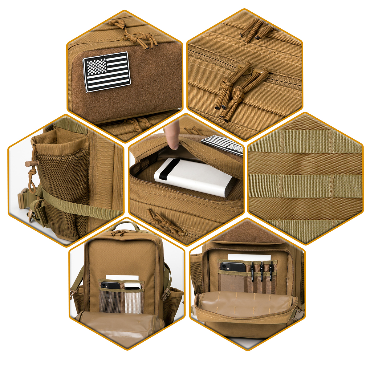 QT&QY Military Tactical Backpacks For Men Molle Daypack 45L Large 3 Day Bug Out Bag Hiking Rucksack With Bottle Holder