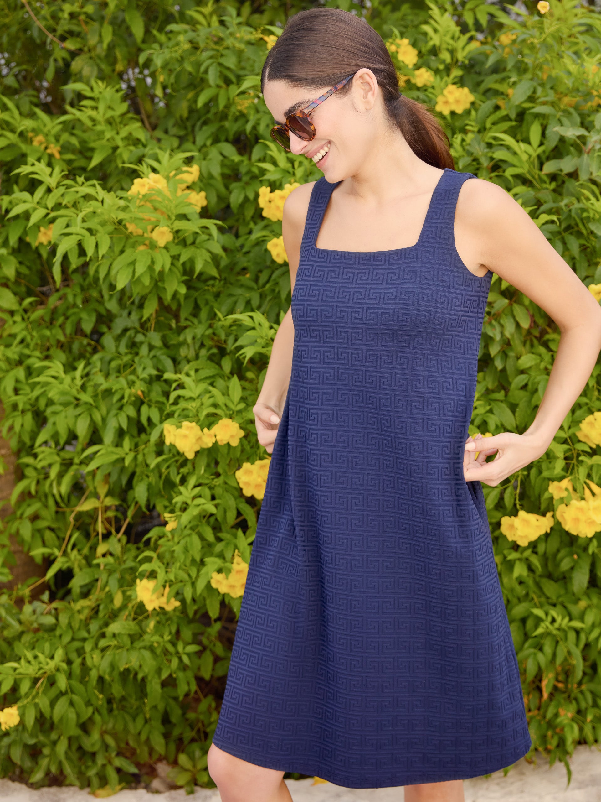 Lindley Dress in Greek Key Jacquard-New Feature DemoNew Feature Demo