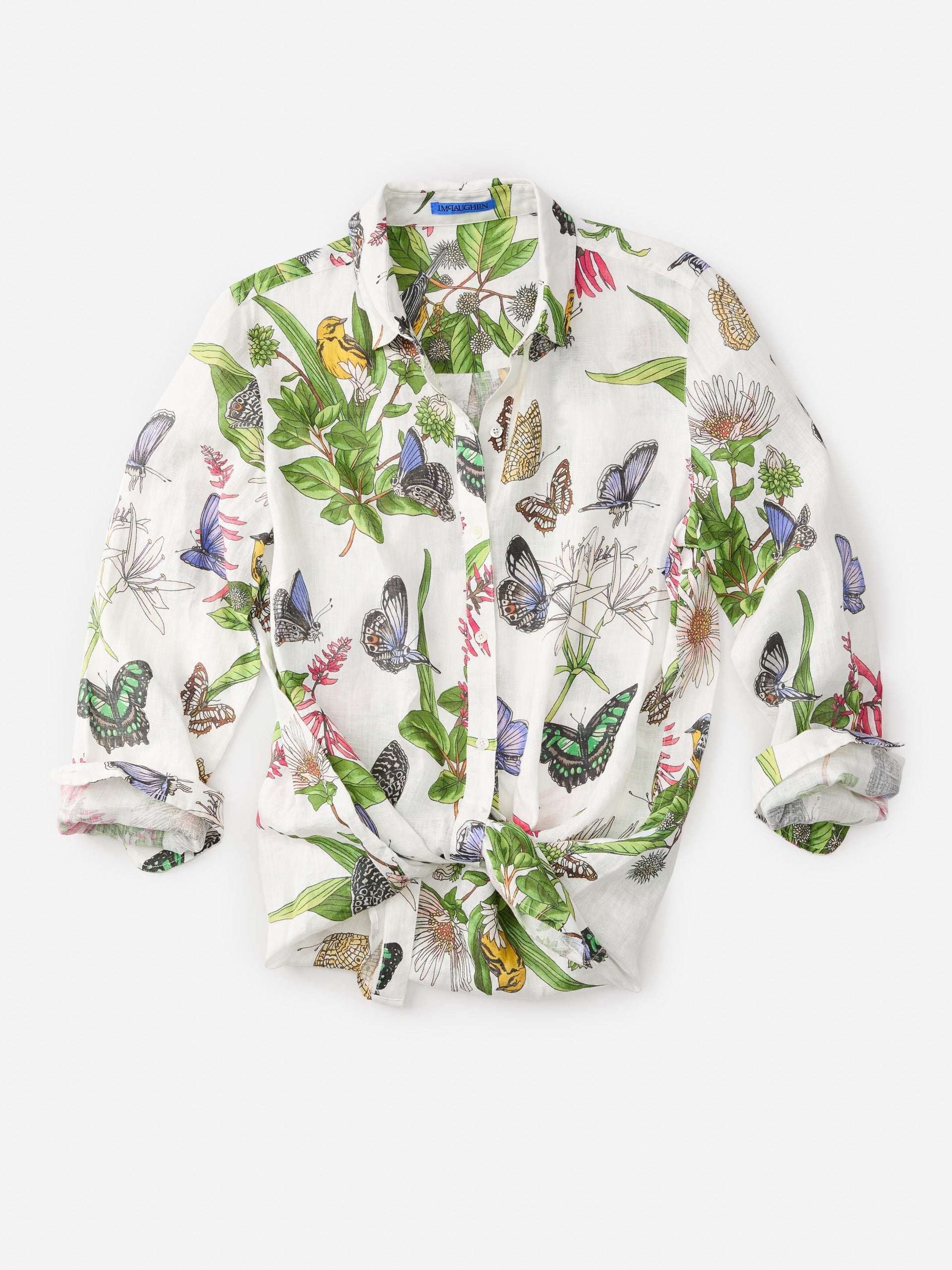 Britt Linen Shirt in Jardin Mariposa-New Feature DemoNew Feature Demo