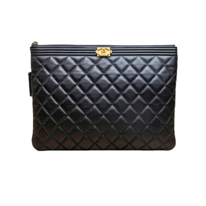 CHANEL Le Boy Clutch 27cm Noir-New Feature Demo