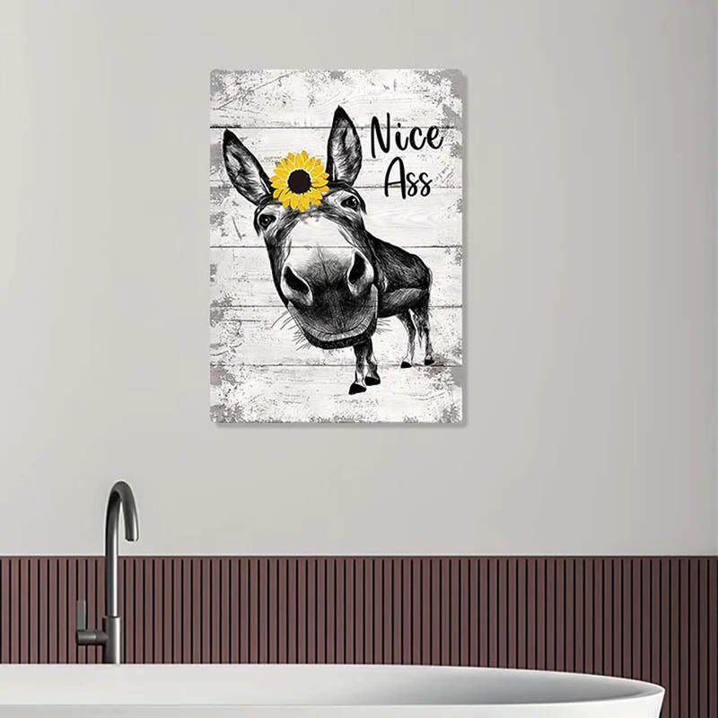 Funny Donkey Sunflower Metal Sign Farmhouse Bathroom Unique Gifts For Home Vintage Farm Animal Design-Jolura