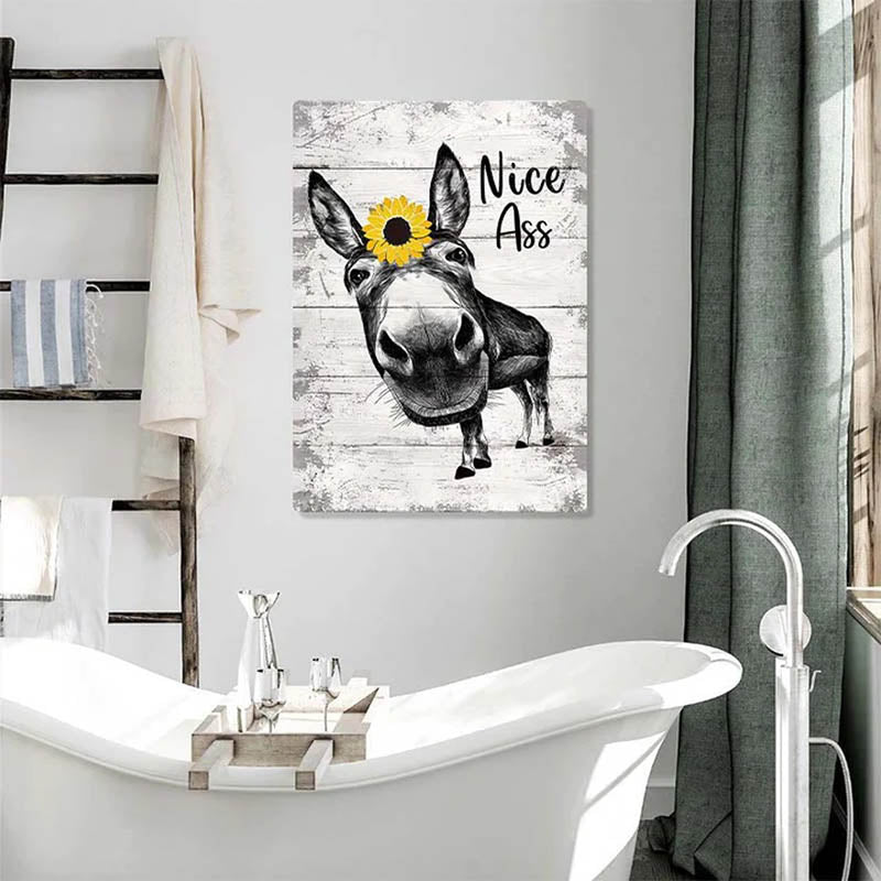 Funny Donkey Sunflower Metal Sign Farmhouse Bathroom Unique Gifts For Home Vintage Farm Animal Design-Jolura