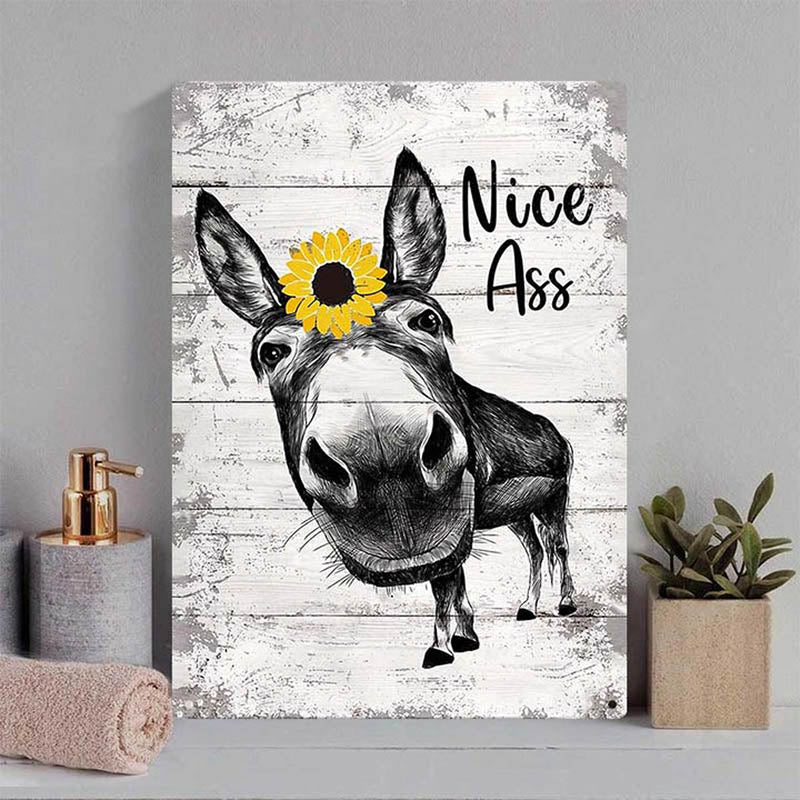Funny Donkey Sunflower Metal Sign Farmhouse Bathroom Unique Gifts For Home Vintage Farm Animal Design-Jolura