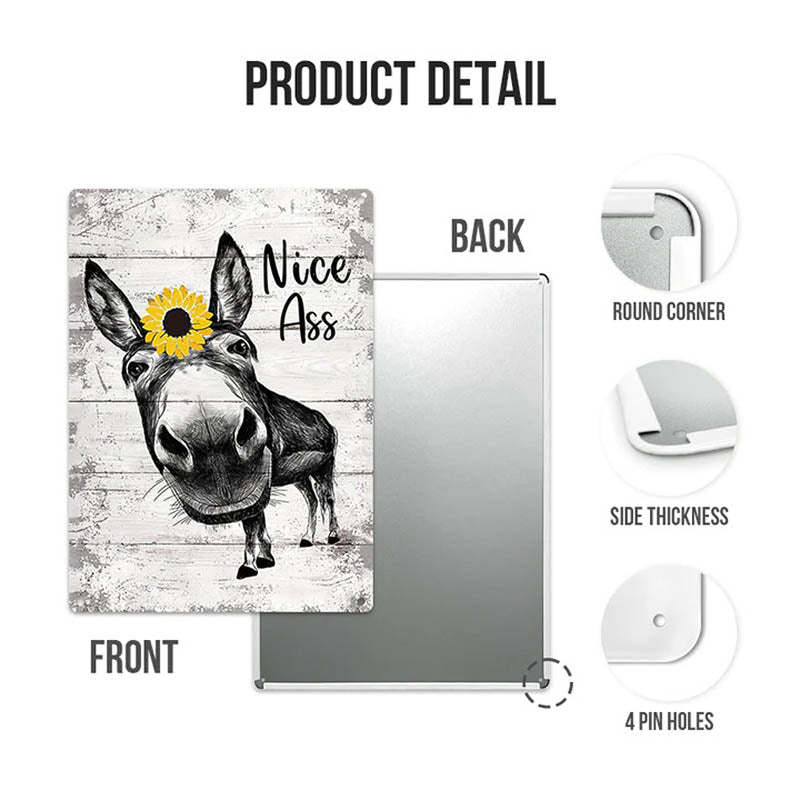Funny Donkey Sunflower Metal Sign Farmhouse Bathroom Unique Gifts For Home Vintage Farm Animal Design-Jolura