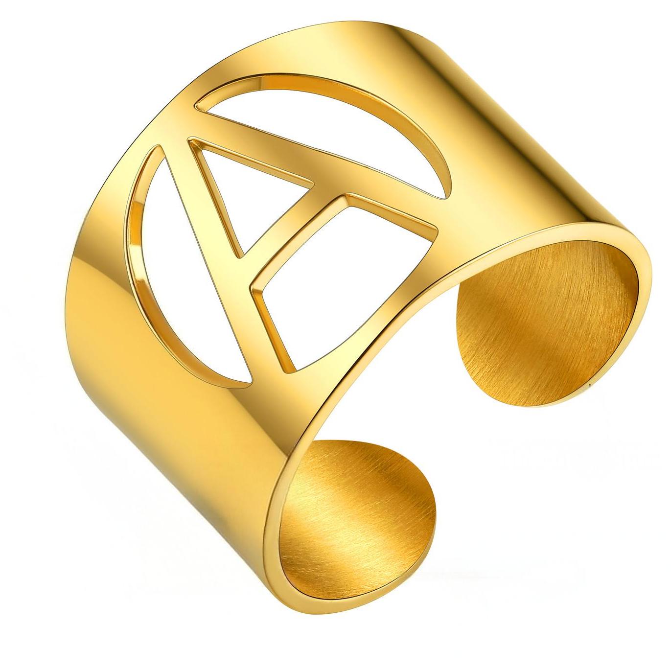 Open Cuff Adjustable Alphabet Ring