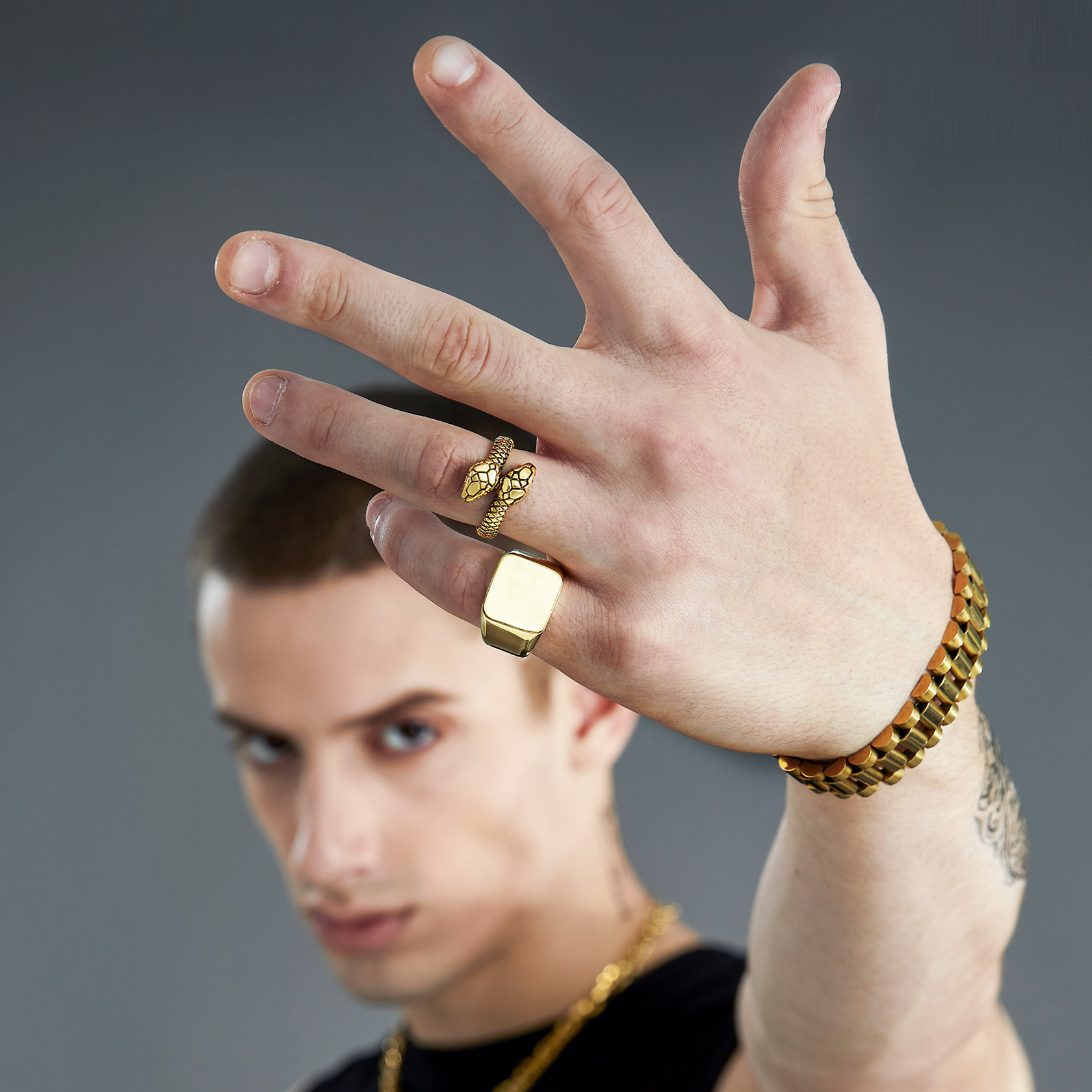 Signet Ring Stainless Steel Vintage Grey