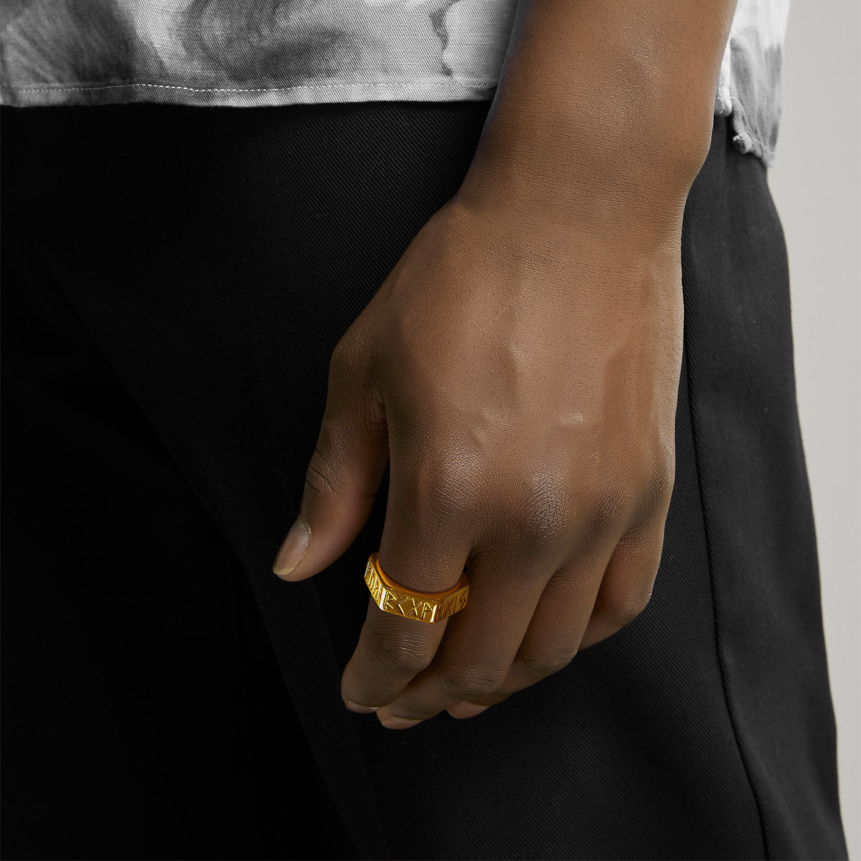 Nordic Rune Hexagonal Ring