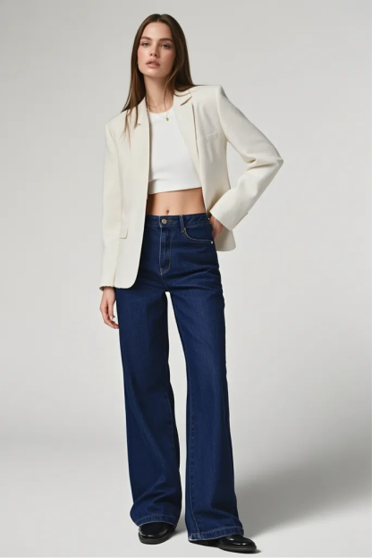 Ribcage Wide Leg Jeans-Stretch