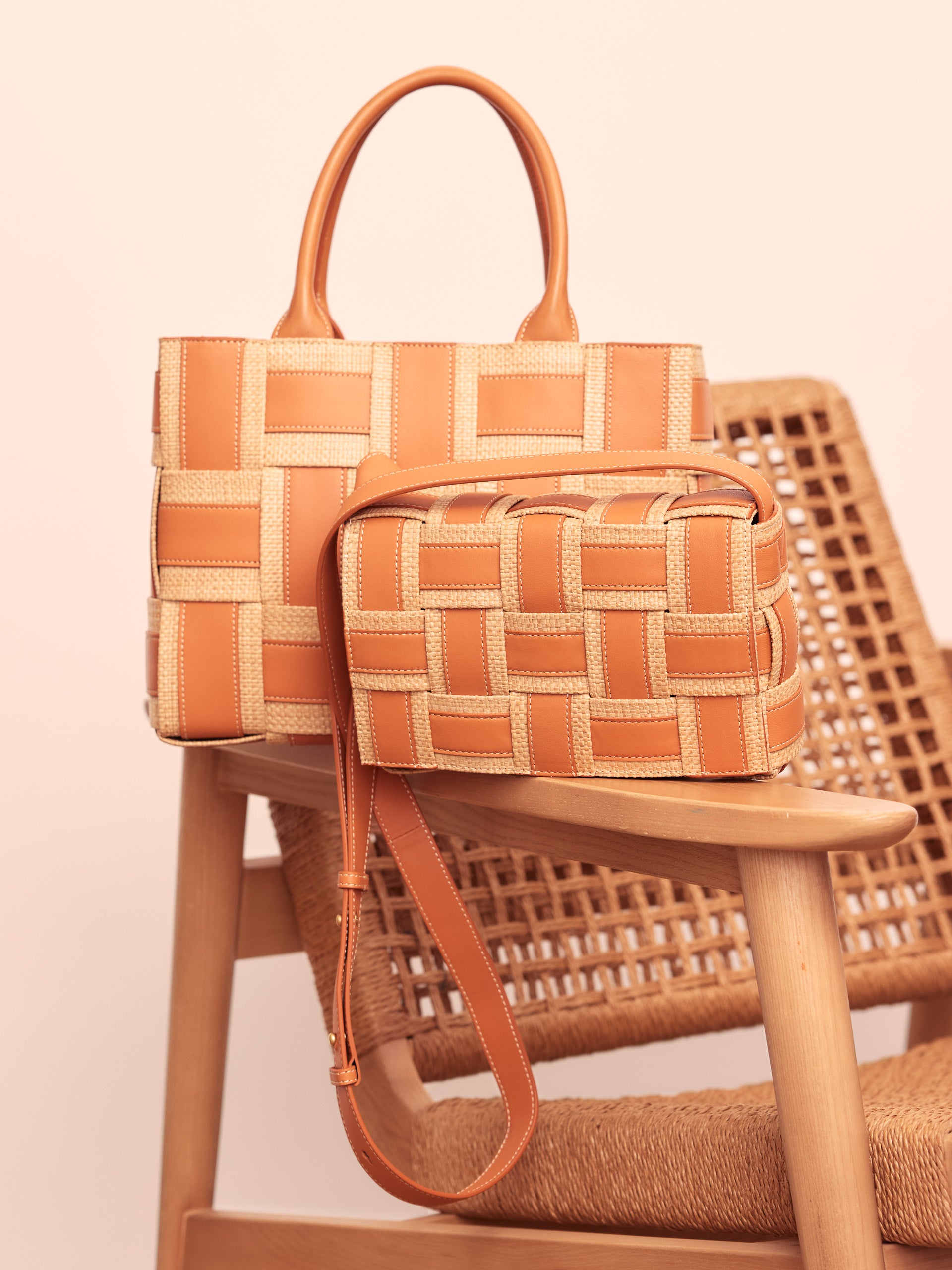 Una Leather & Raffia Crossbody-New Feature DemoNew Feature Demo