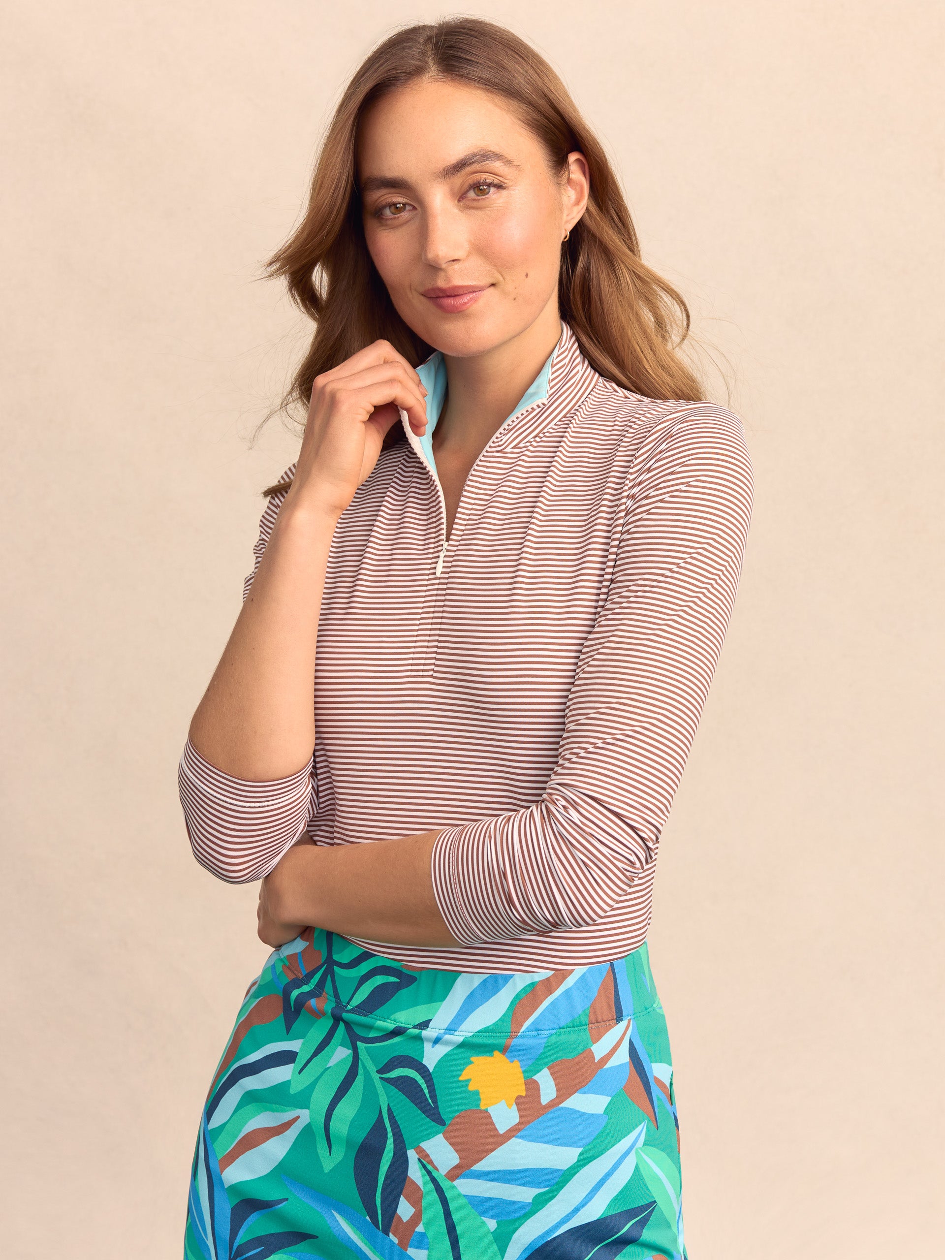 Ace 1/4 Zip Top in Stripe-New Feature DemoNew Feature Demo