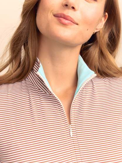 Ace 1/4 Zip Top in Stripe-New Feature DemoNew Feature Demo