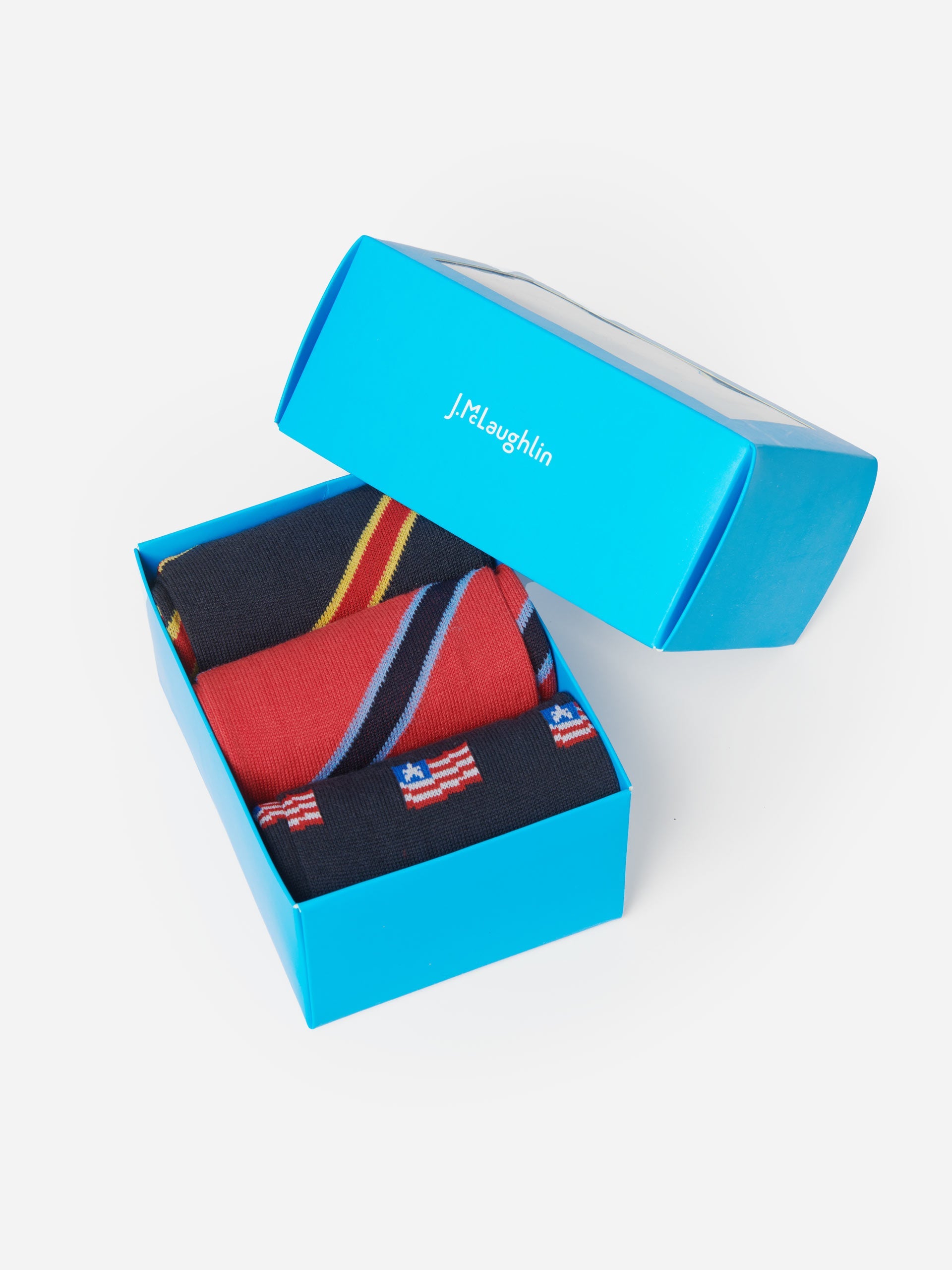 Sock Box Set Of 3 in American Flag-New Feature DemoNew Feature Demo