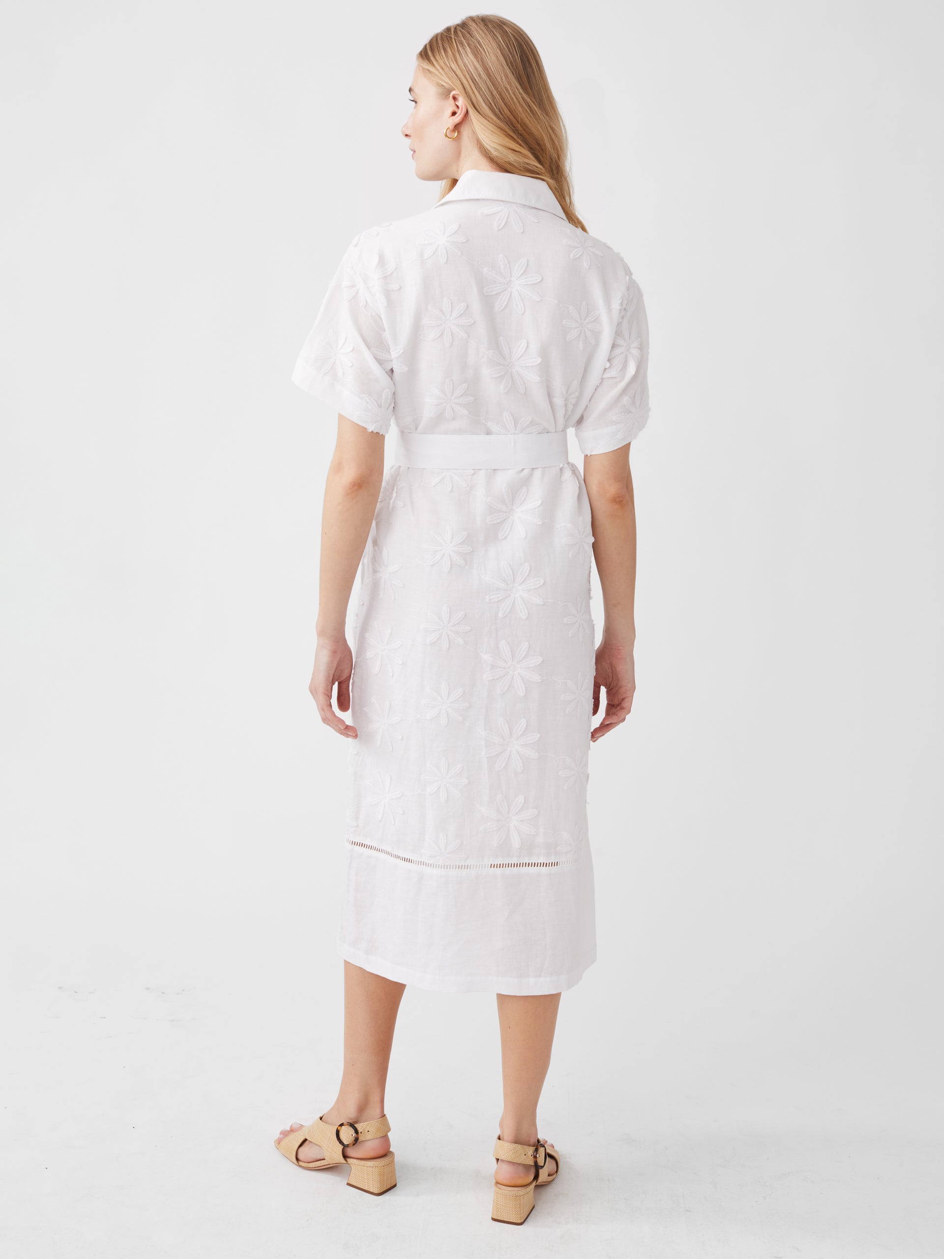 Anamaria Embroidered Linen Dress in Daisy-New Feature DemoNew Feature Demo