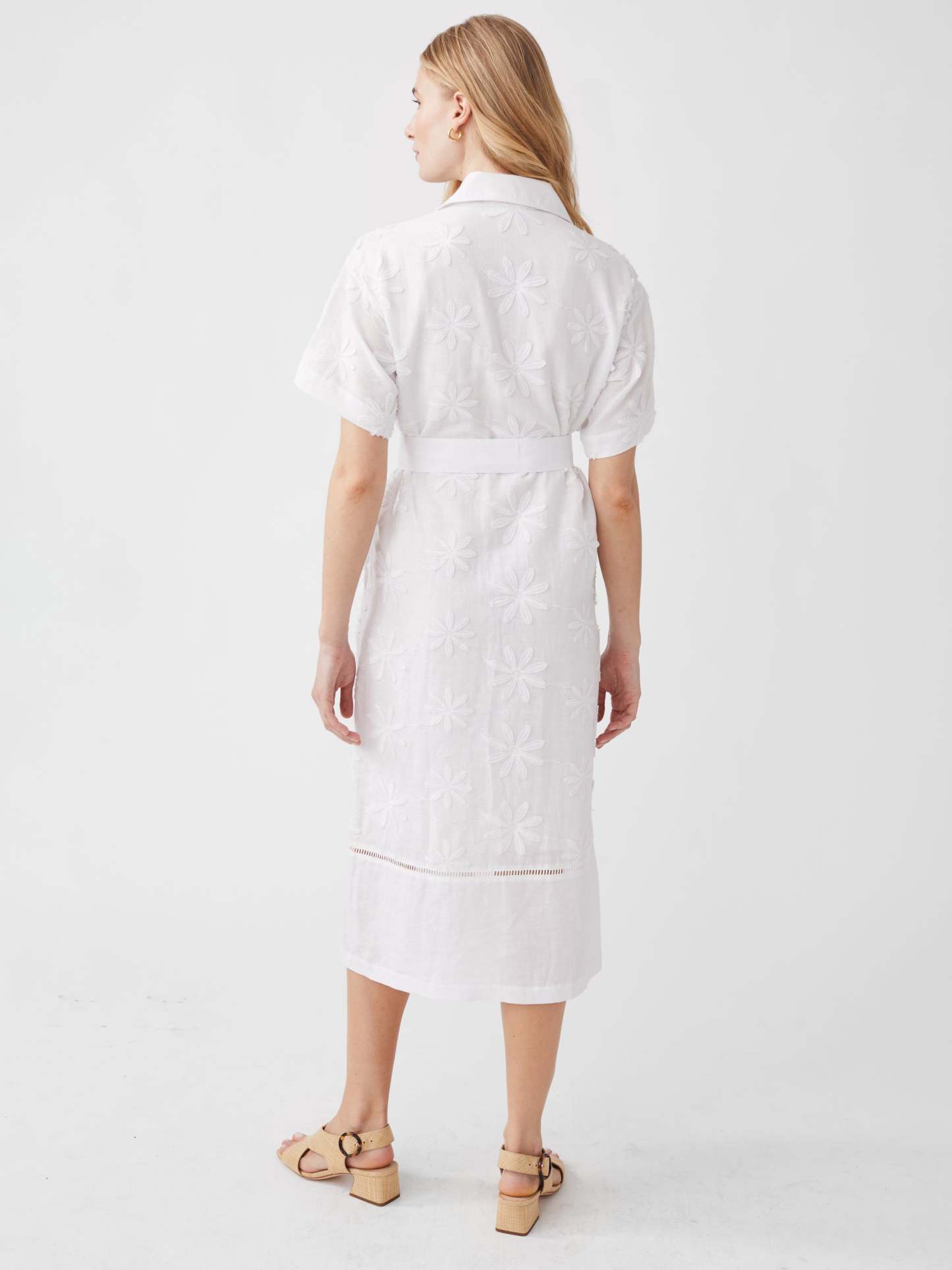 Anamaria Embroidered Linen Dress in Daisy-New Feature DemoNew Feature Demo