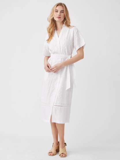 Anamaria Embroidered Linen Dress in Daisy-New Feature DemoNew Feature Demo