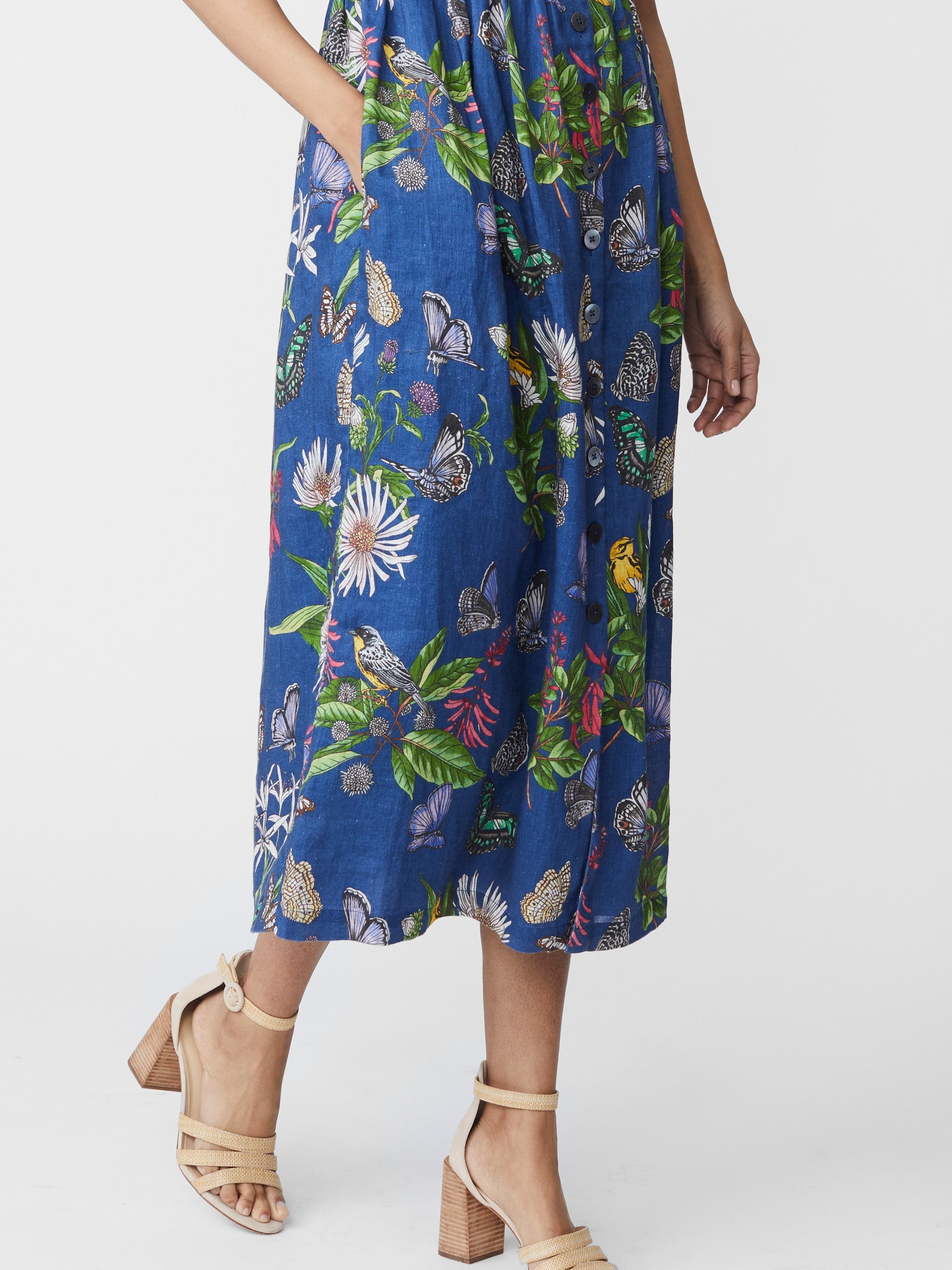 Annora Linen Dress in Jardin Mariposa-New Feature DemoNew Feature Demo