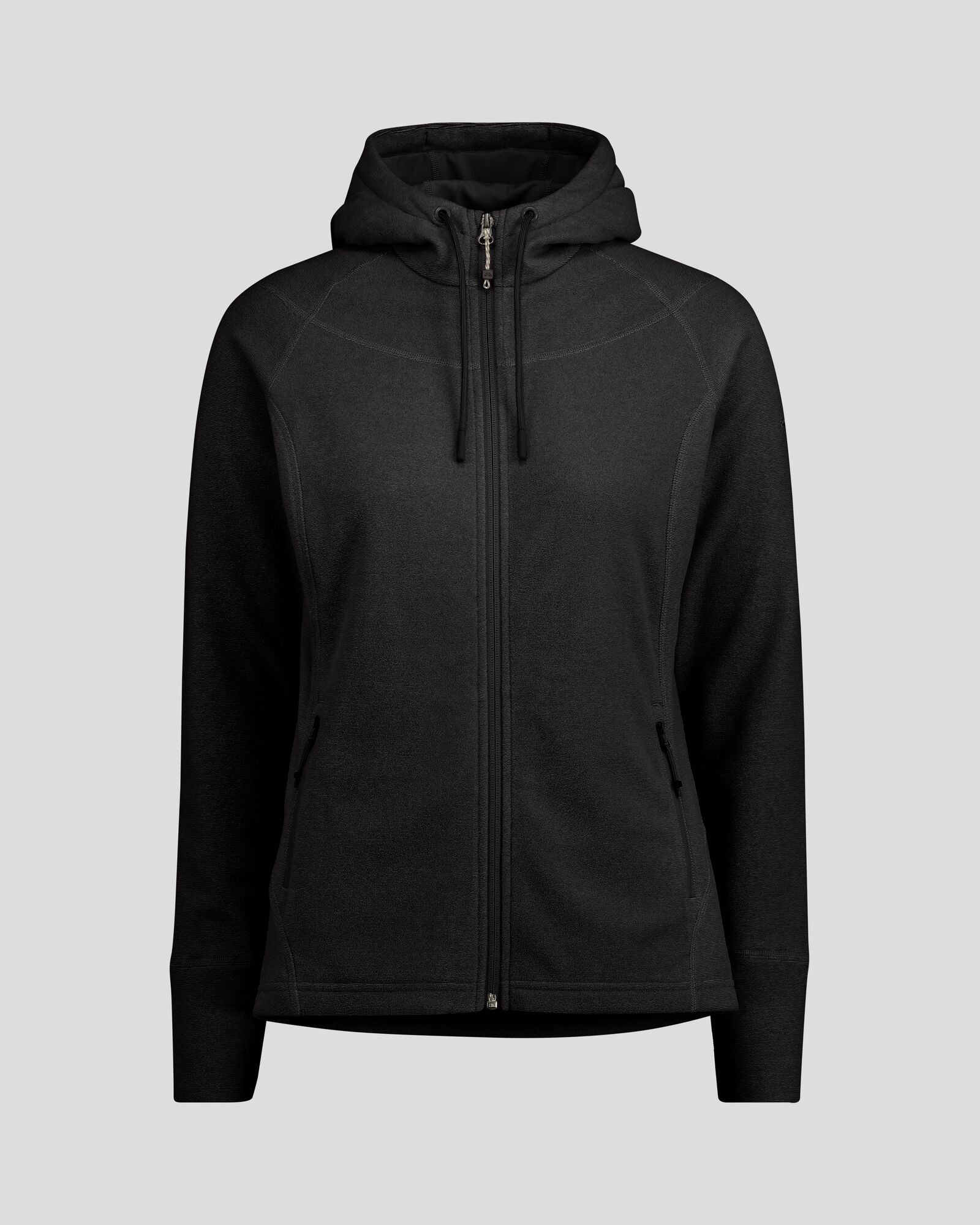 Women's Mt Aspiring Hooded Fleece Jacket  - Black Stingray-New Feature Demo