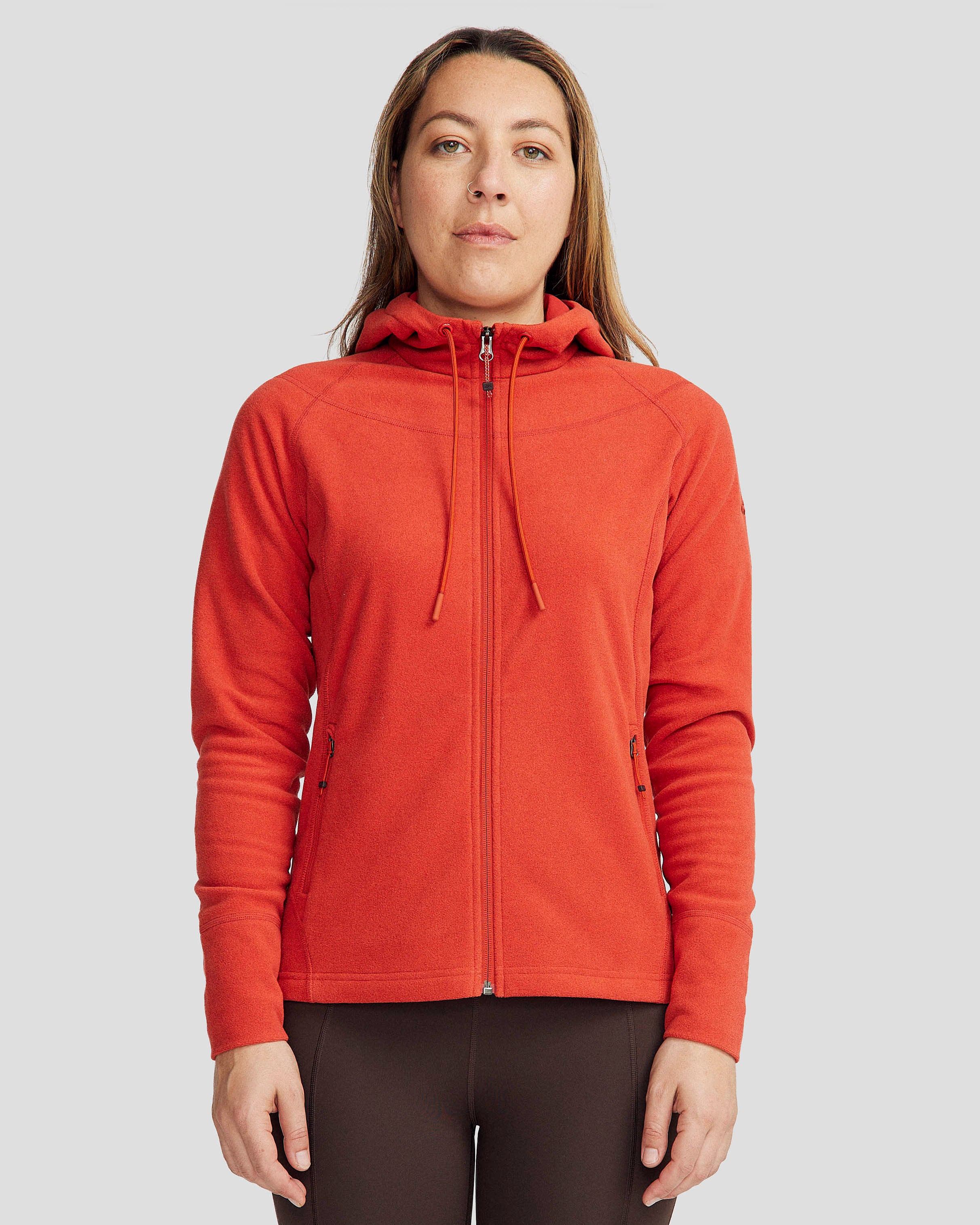 Women's Mt Aspiring Hooded Fleece Jacket  - Spicy Chilli Pepper-New Feature Demo