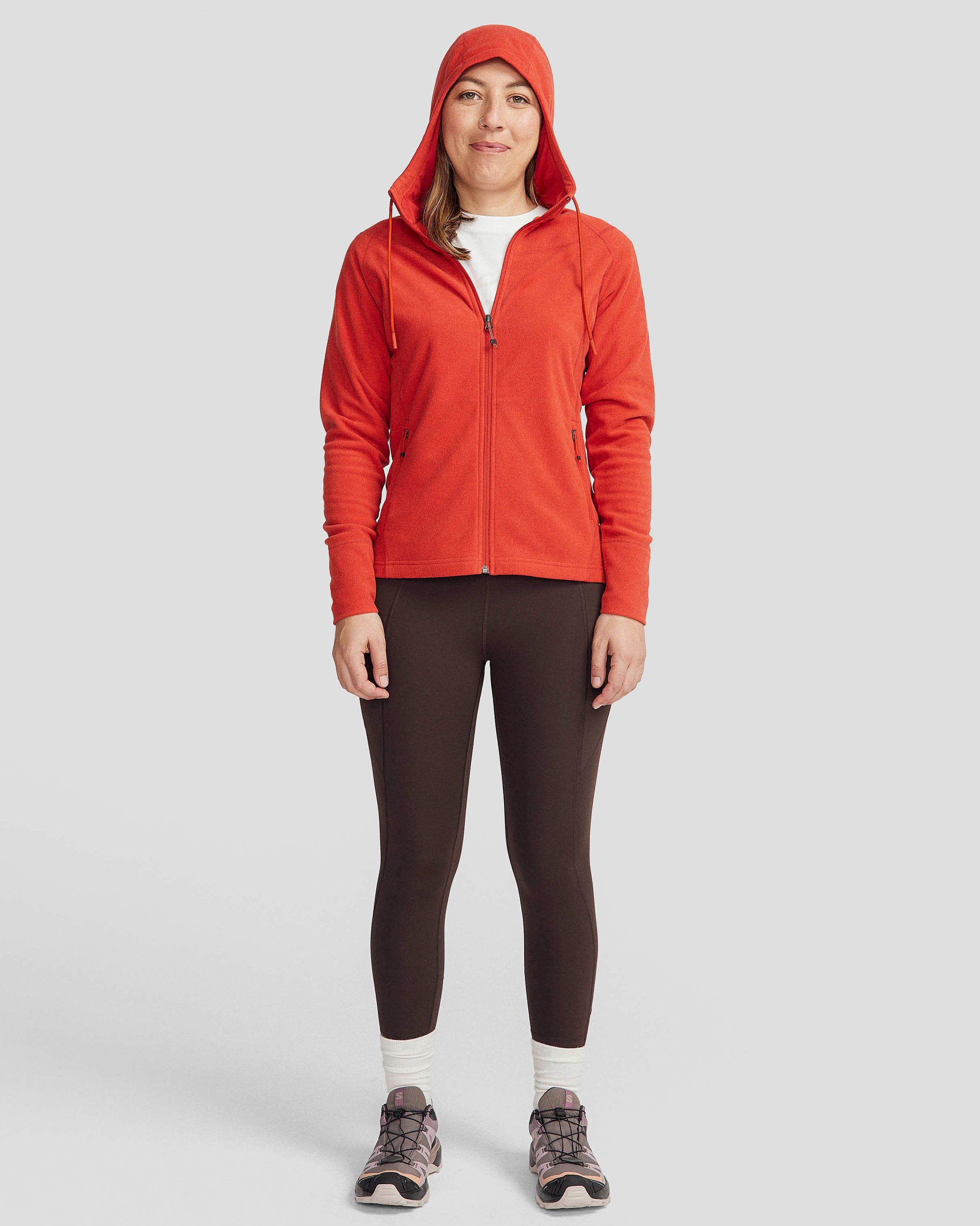 Women's Mt Aspiring Hooded Fleece Jacket  - Spicy Chilli Pepper-New Feature Demo