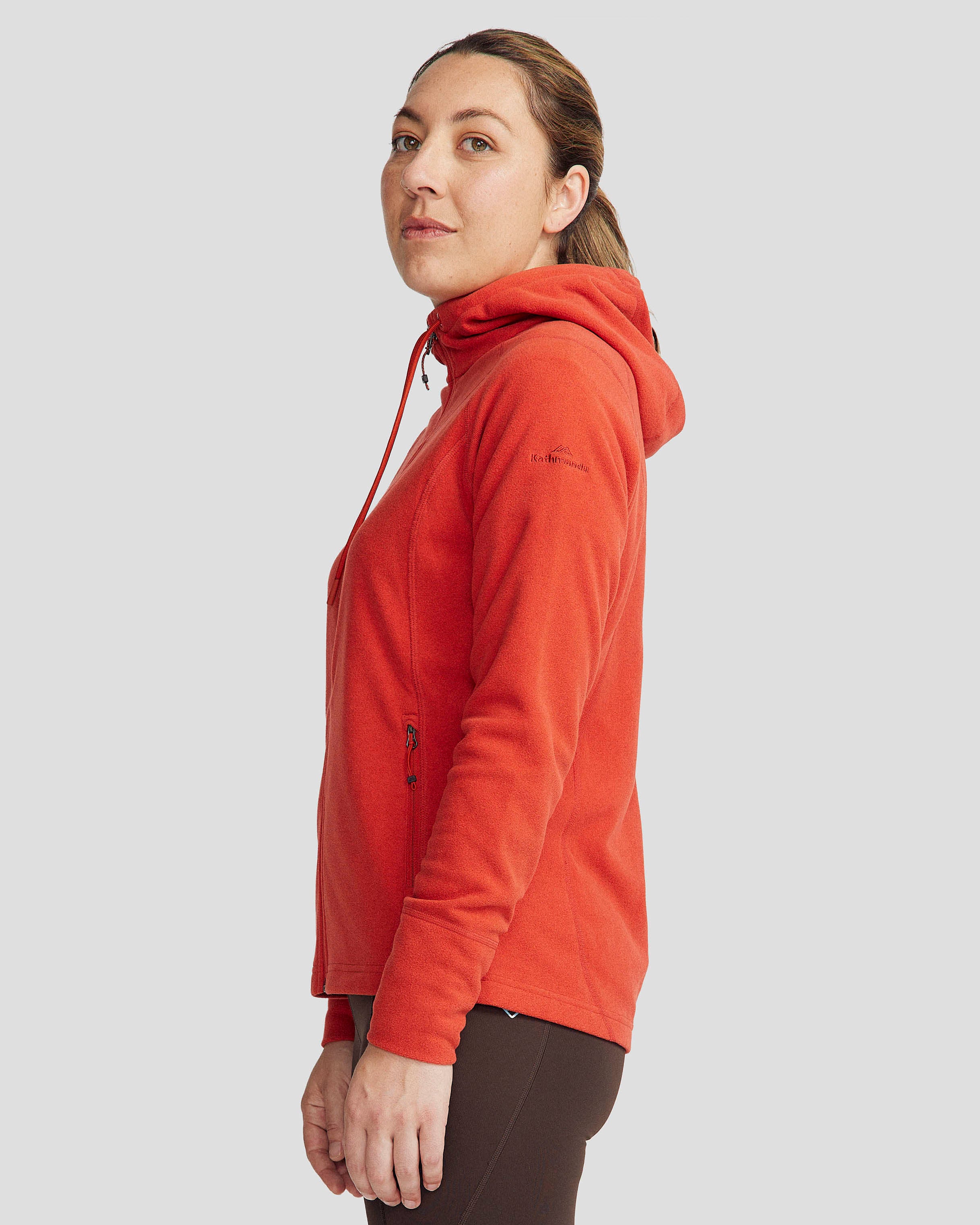 Women's Mt Aspiring Hooded Fleece Jacket  - Spicy Chilli Pepper-New Feature Demo
