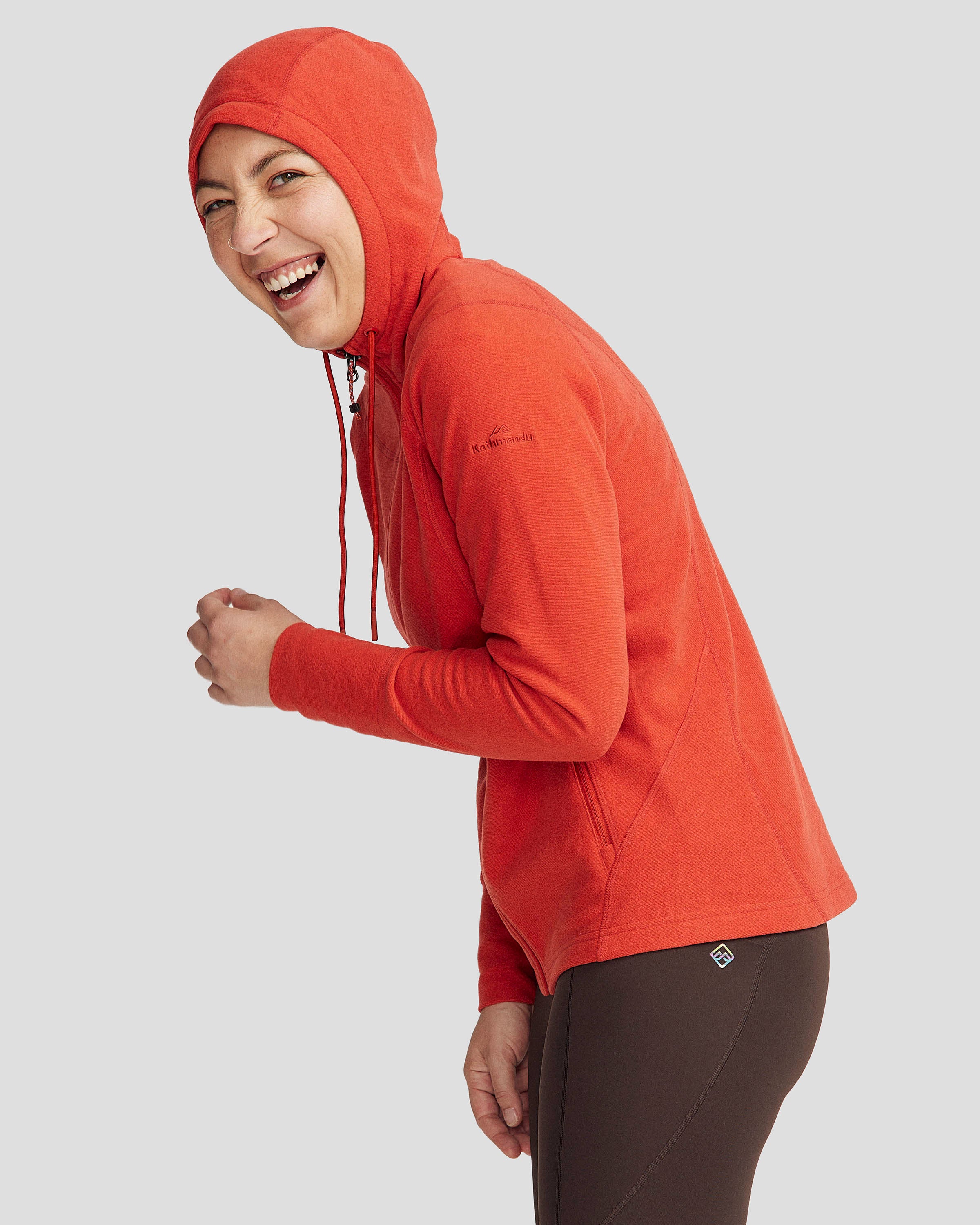 Women's Mt Aspiring Hooded Fleece Jacket  - Spicy Chilli Pepper-New Feature Demo