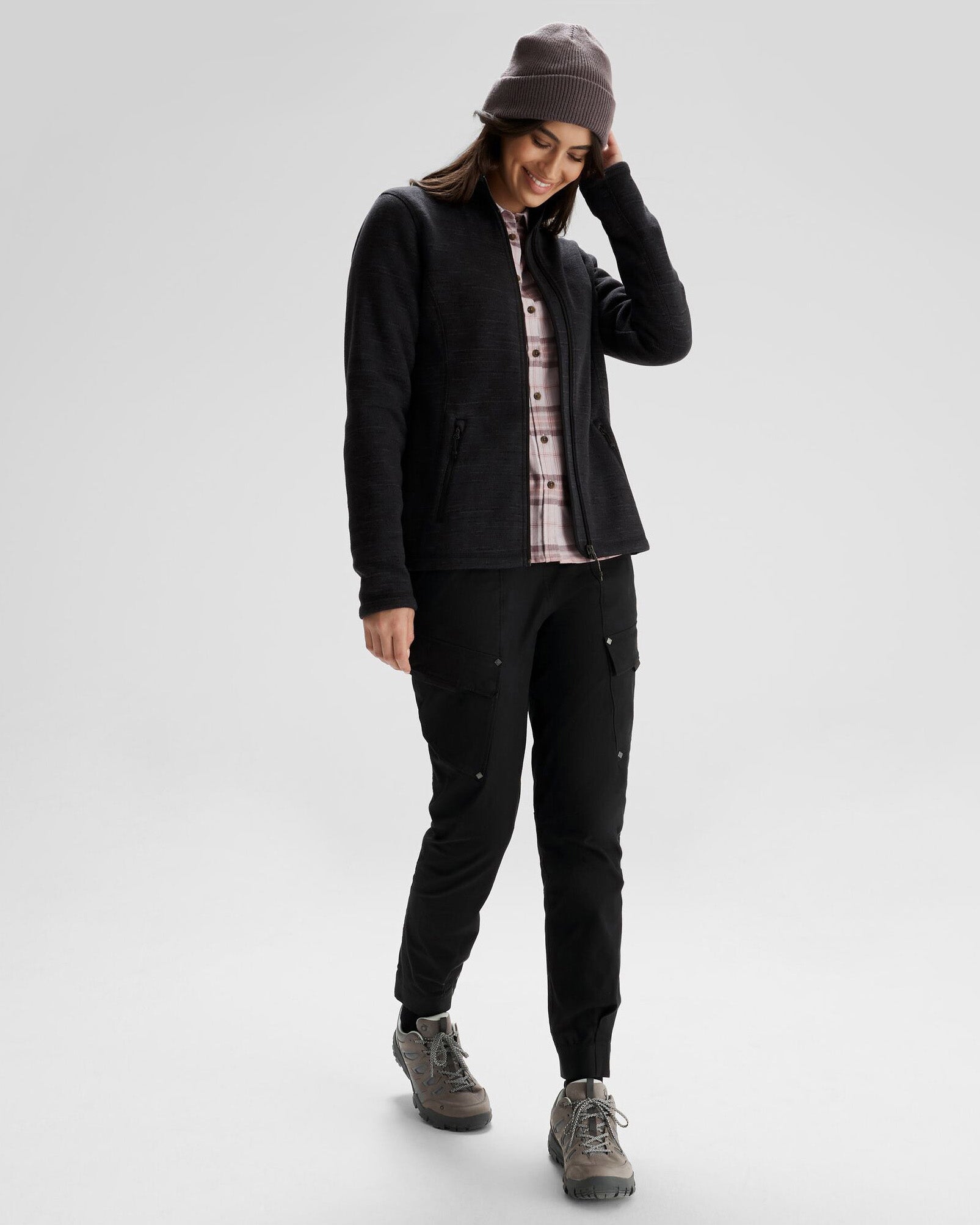 Women's Aikman Fleece Jacket - Black Marle-New Feature Demo