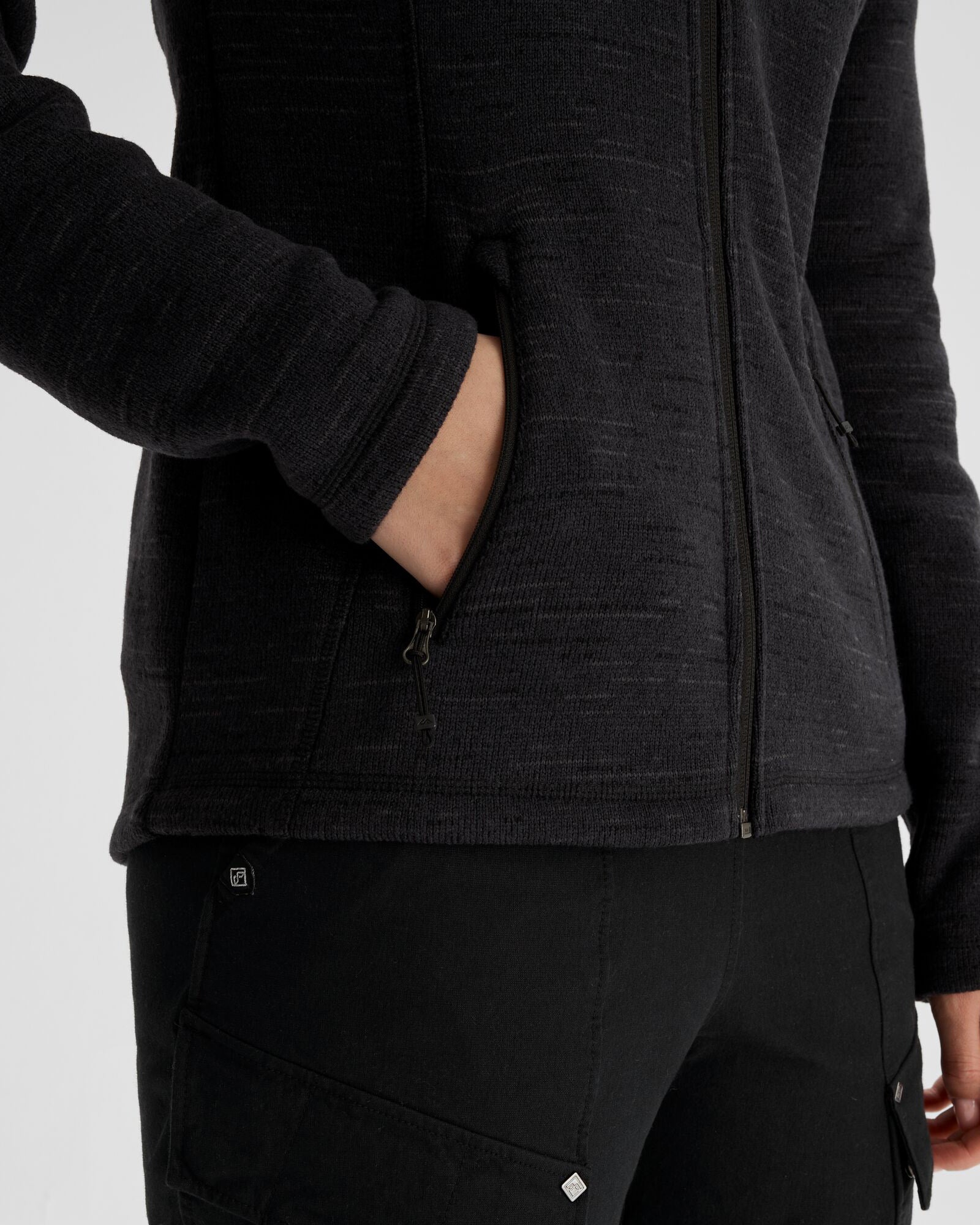 Women's Aikman Fleece Jacket - Black Marle-New Feature Demo