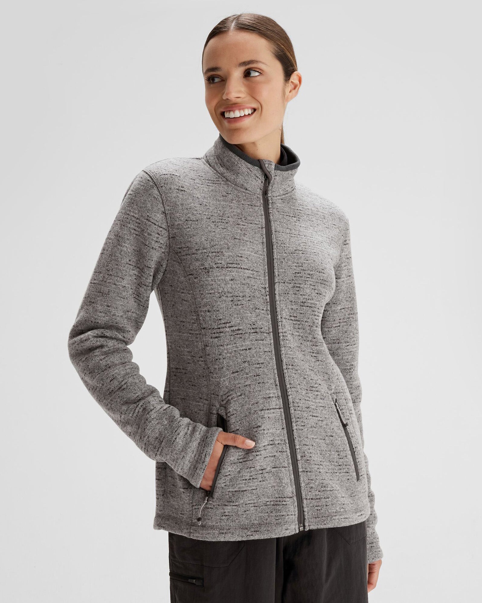 Women's Aikman Fleece Jacket - Steel Grey Marle-New Feature Demo