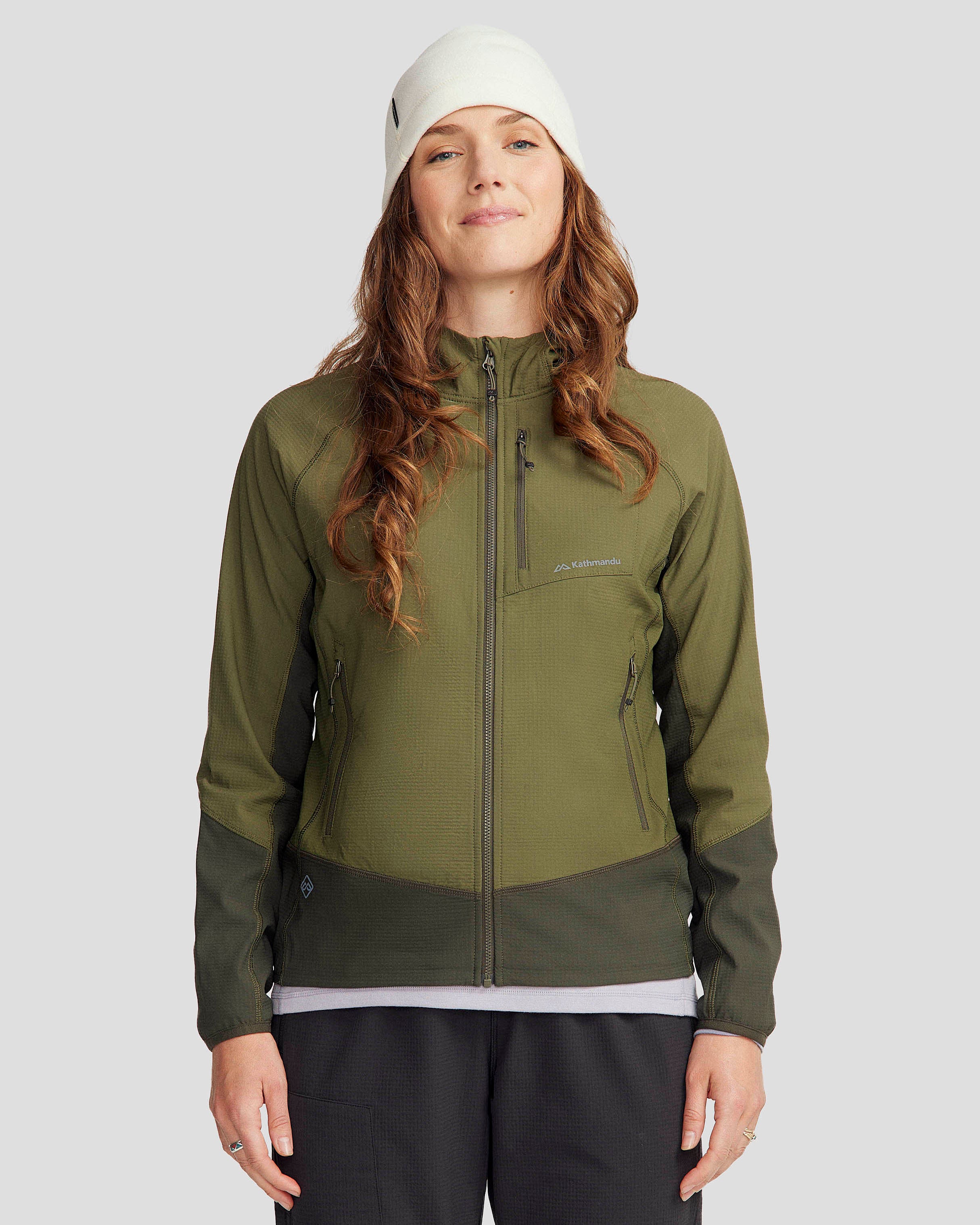 Women's Aysen Hooded Fleece Jacket - Light Moss/Dark Moss-New Feature Demo
