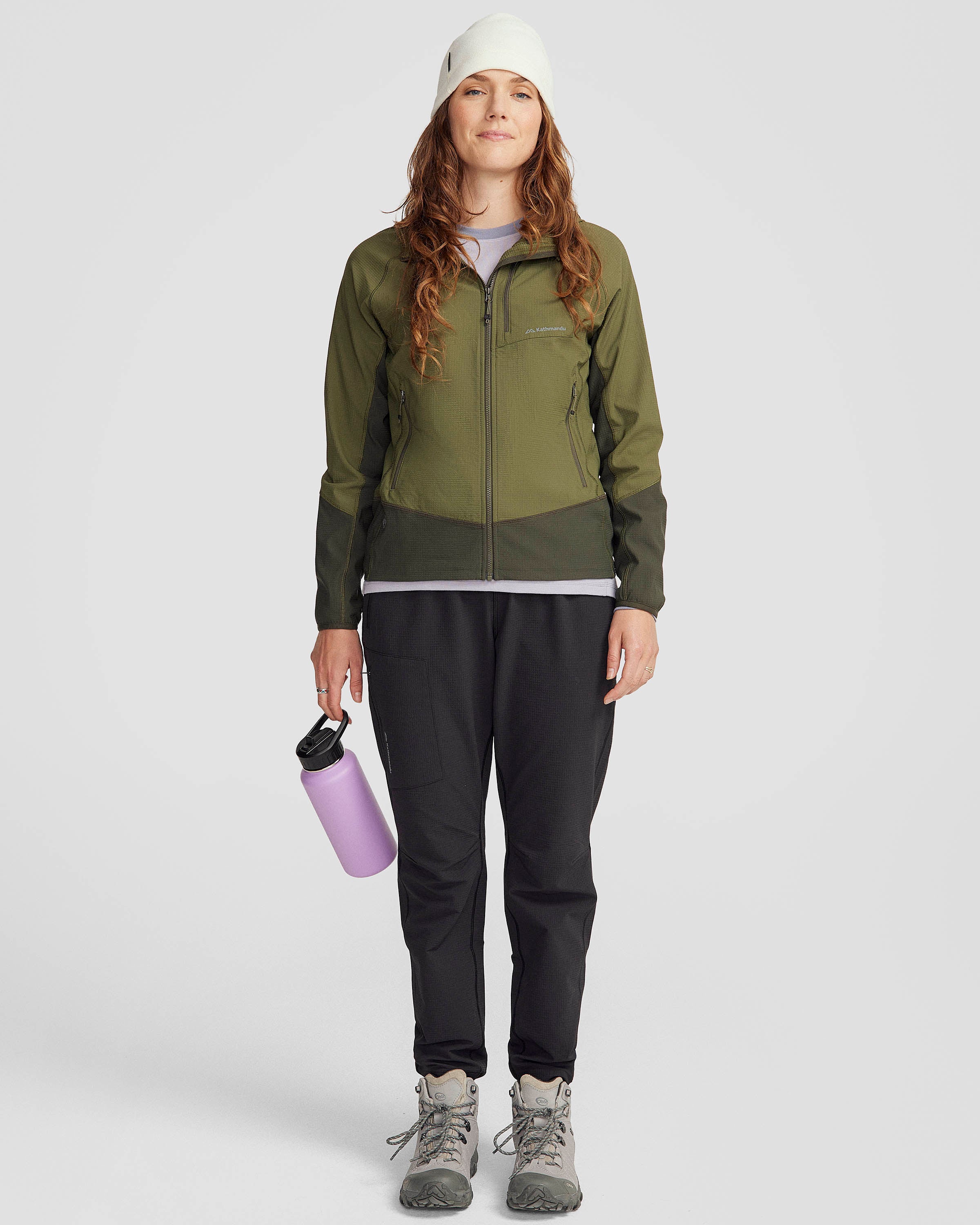 Women's Aysen Hooded Fleece Jacket - Light Moss/Dark Moss-New Feature Demo