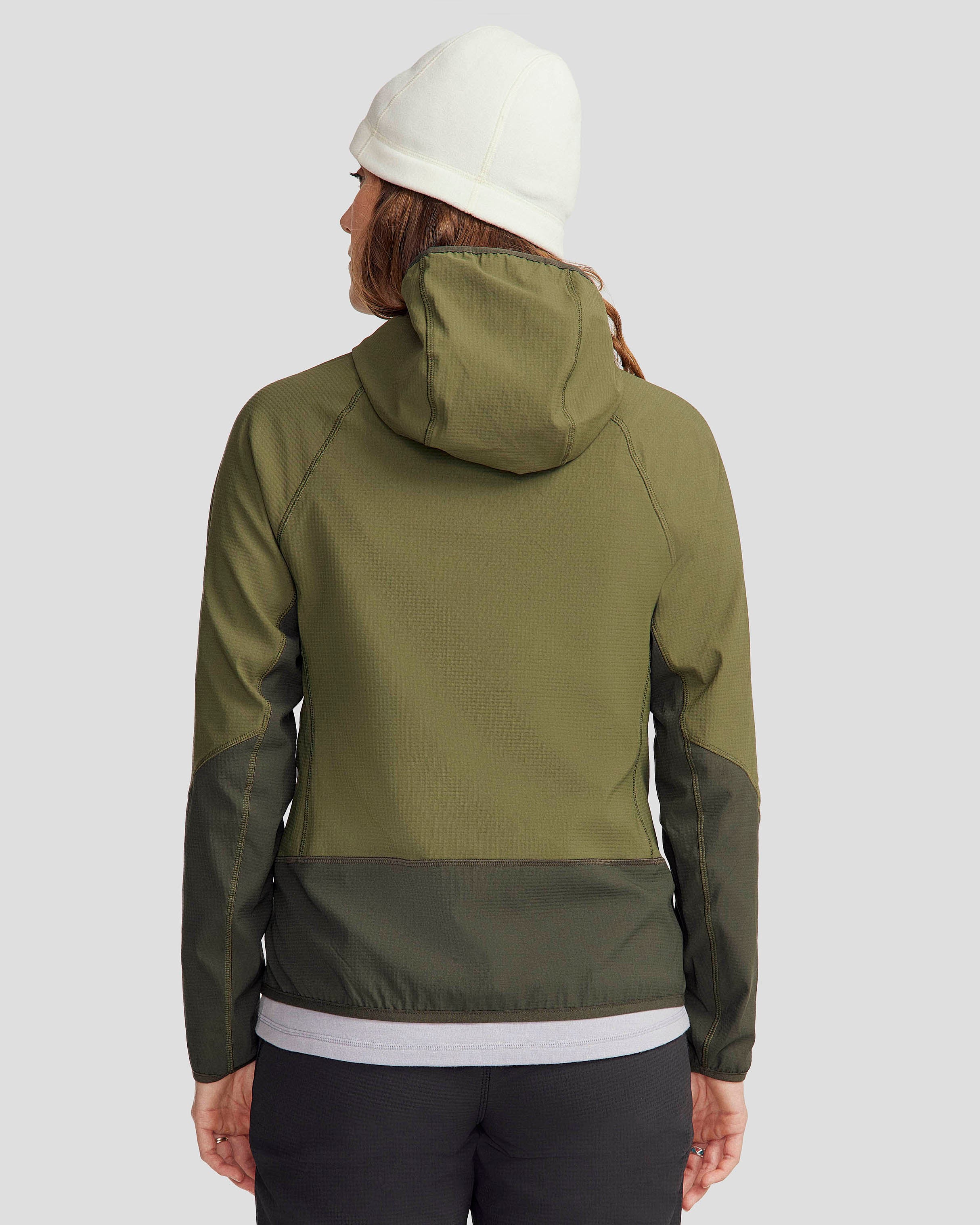 Women's Aysen Hooded Fleece Jacket - Light Moss/Dark Moss-New Feature Demo