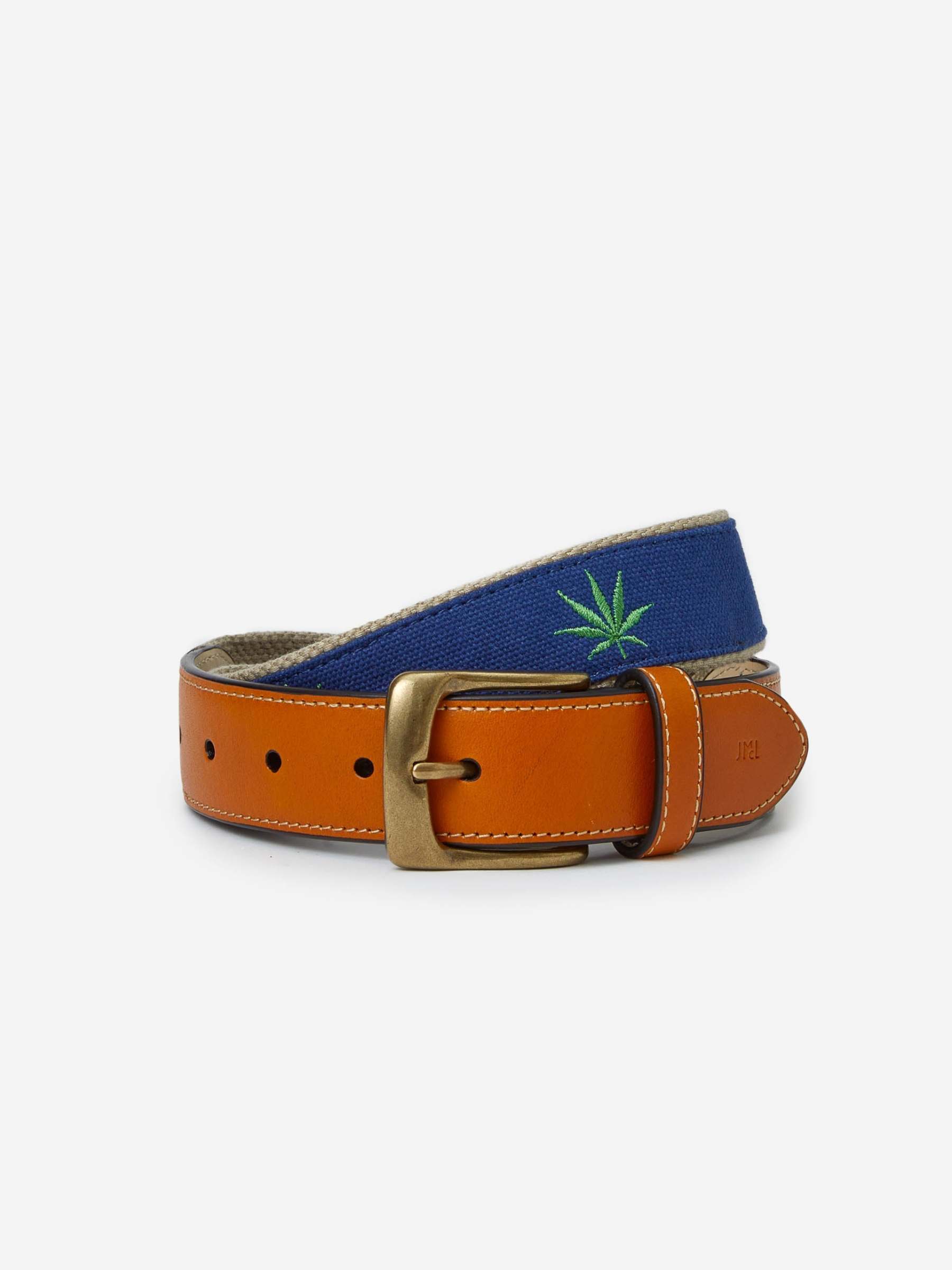 Archie Embroidered Belt in Marijuana Leaf-New Feature DemoNew Feature Demo