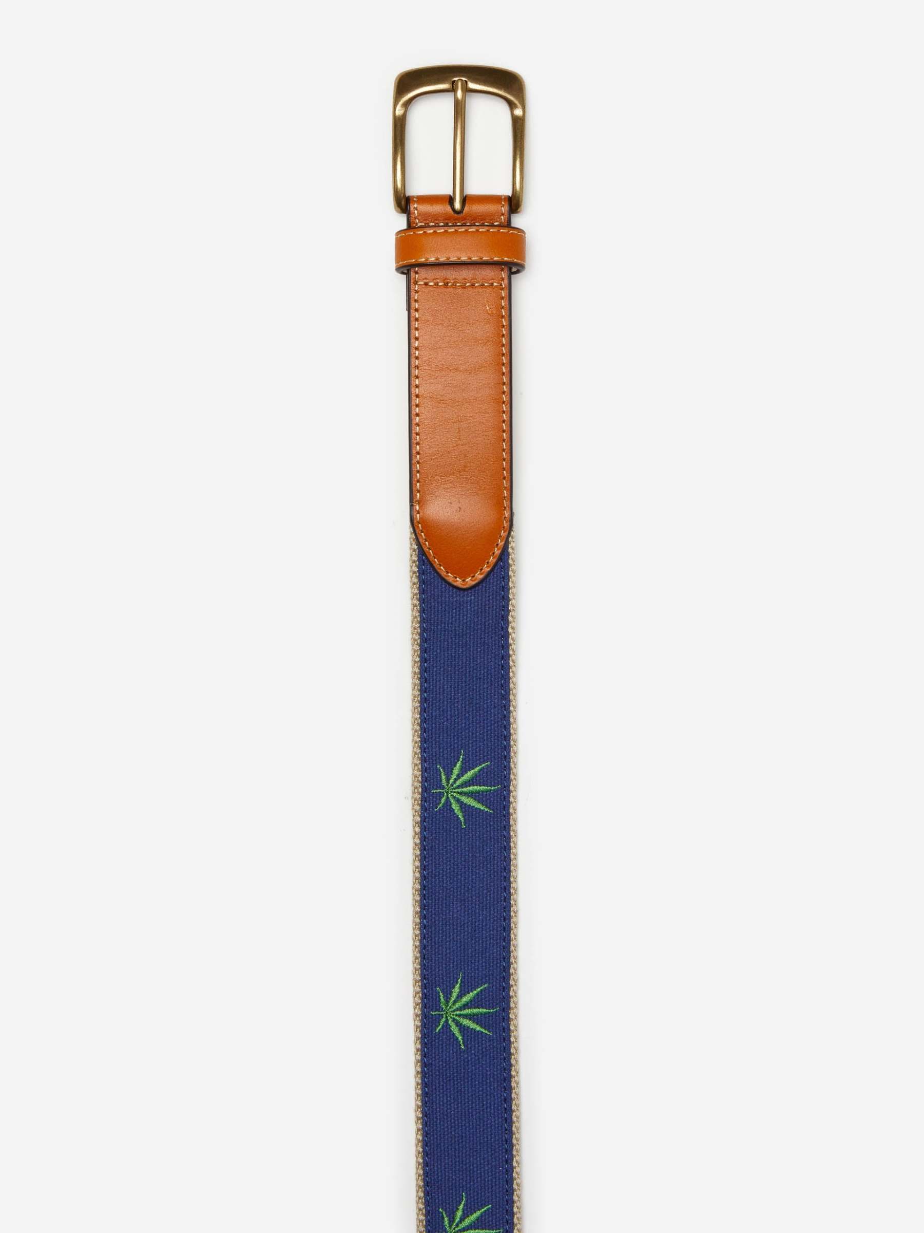 Archie Embroidered Belt in Marijuana Leaf-New Feature DemoNew Feature Demo