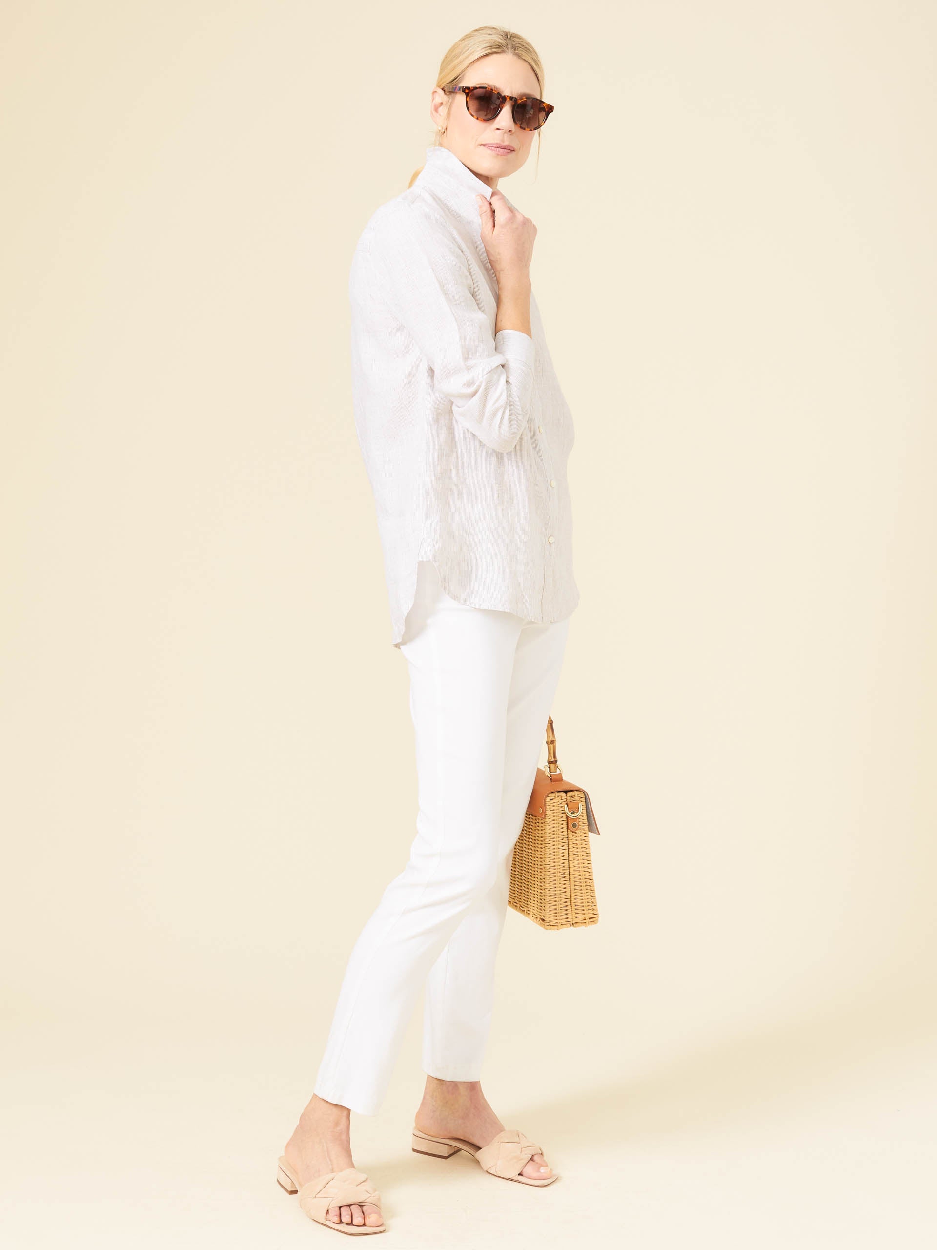 Britt Linen Shirt in Stripe-New Feature DemoNew Feature Demo