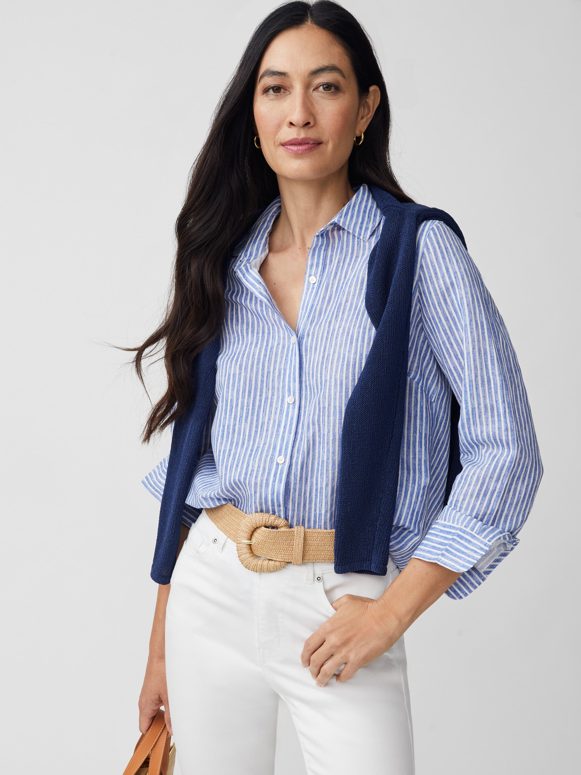 Britt Linen Shirt in Stripe-New Feature DemoNew Feature Demo