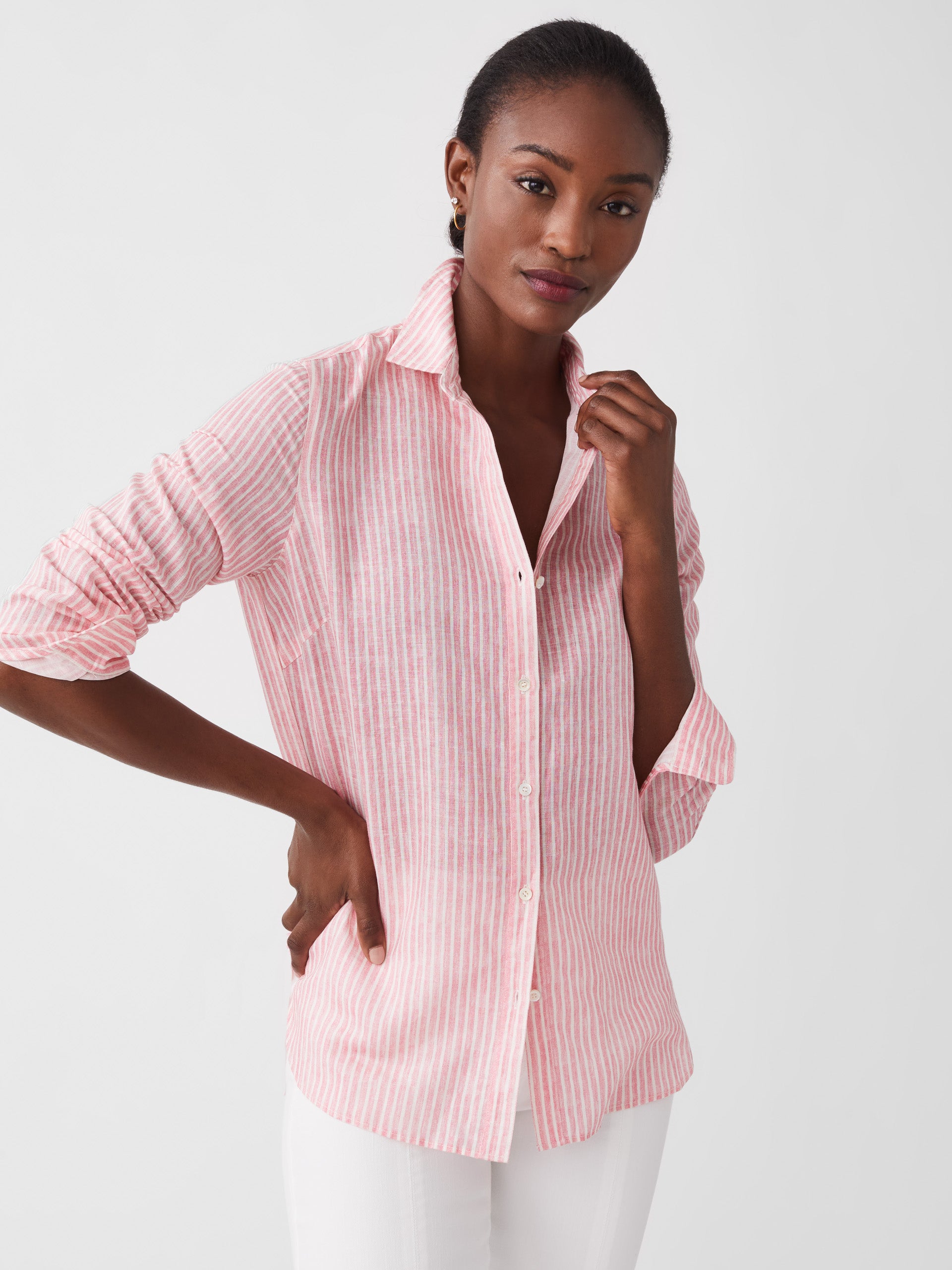 Britt Linen Shirt in Stripe-New Feature DemoNew Feature Demo