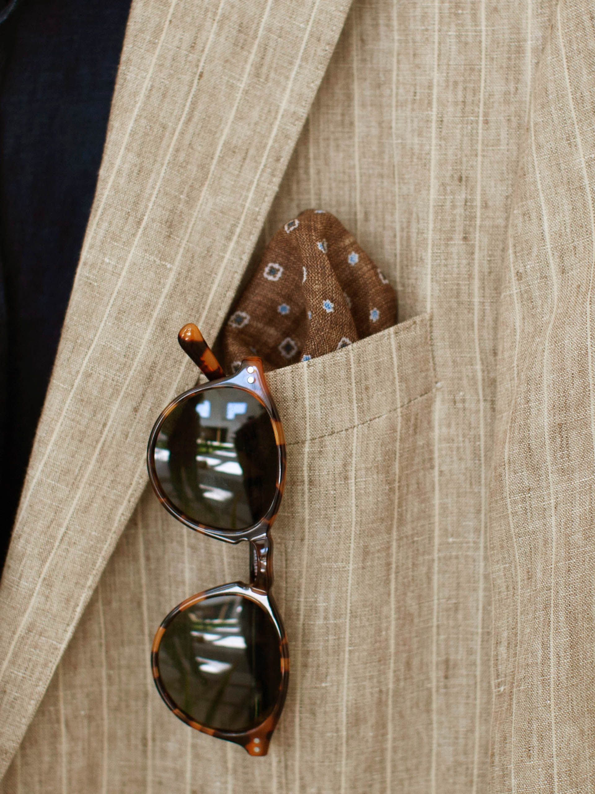 Linen Pocket Square in Floral Dots-New Feature DemoNew Feature Demo