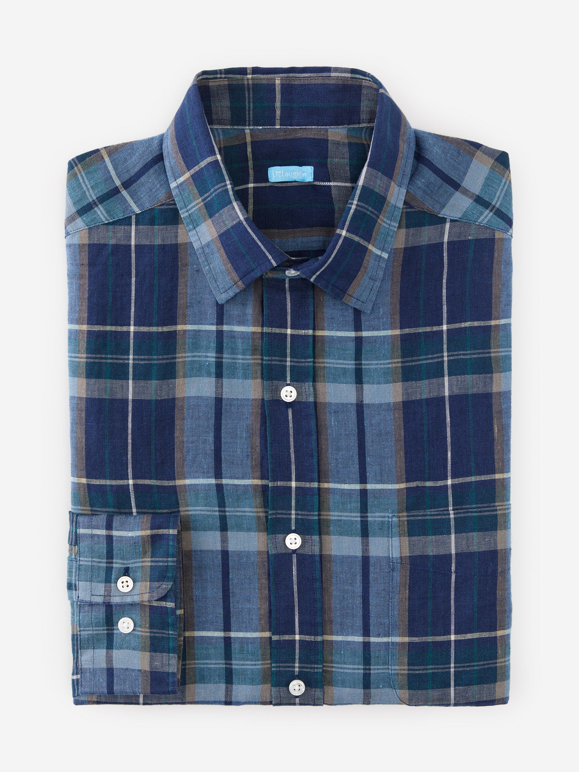 Gramercy Classic Fit Linen Shirt in Plaid-New Feature DemoNew Feature Demo