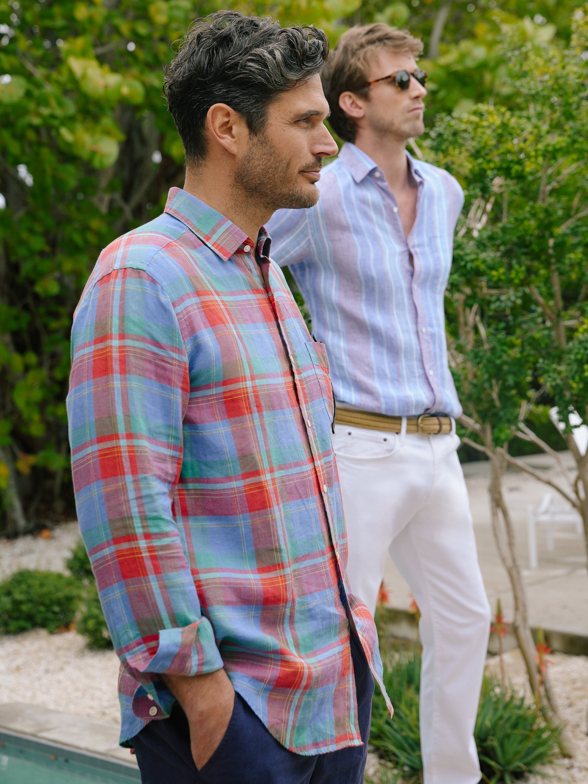 Gramercy Classic Fit Linen Shirt in Plaid-New Feature DemoNew Feature Demo