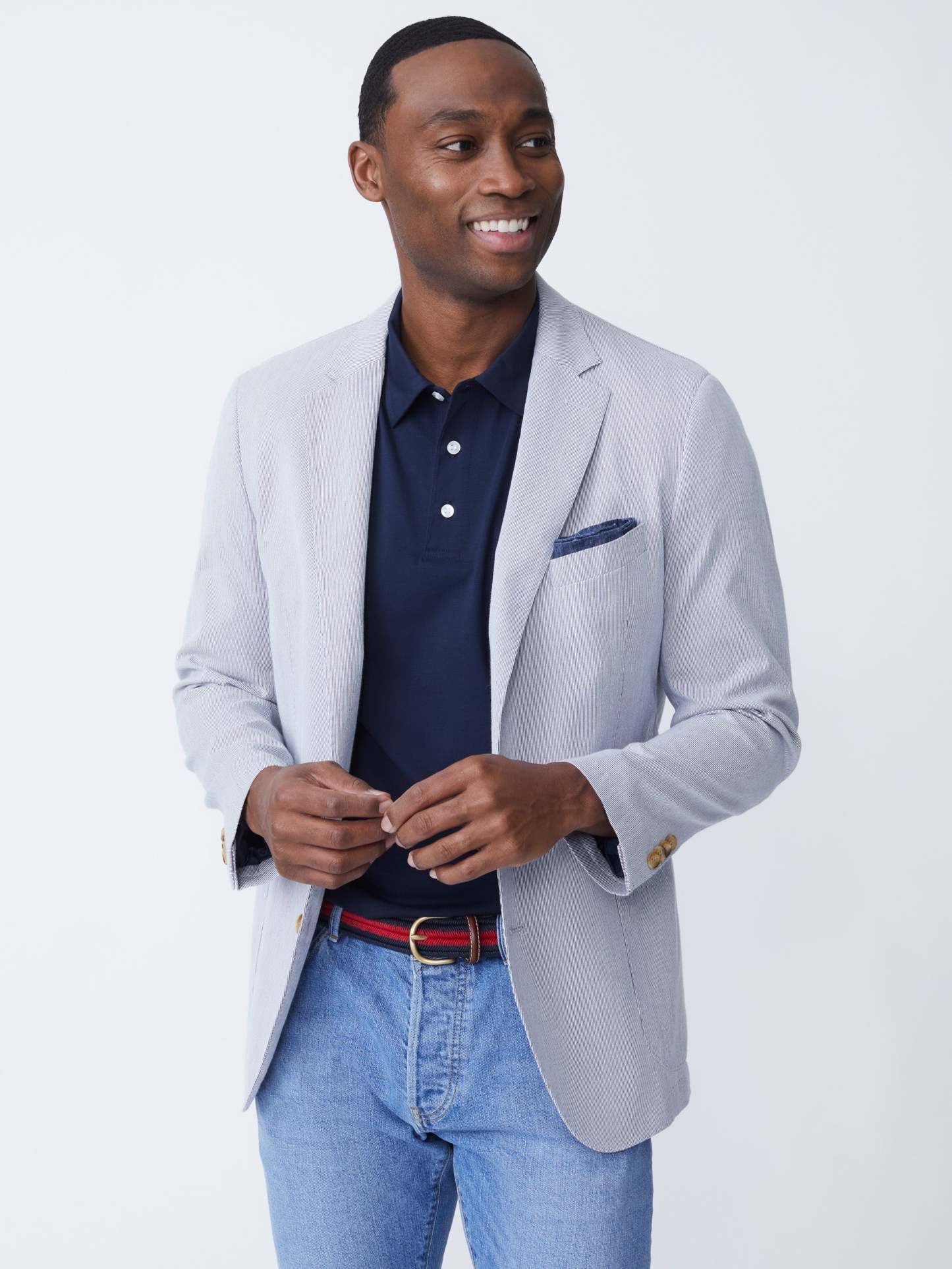 Lisbon Blazer in Pinstripe-New Feature DemoNew Feature Demo