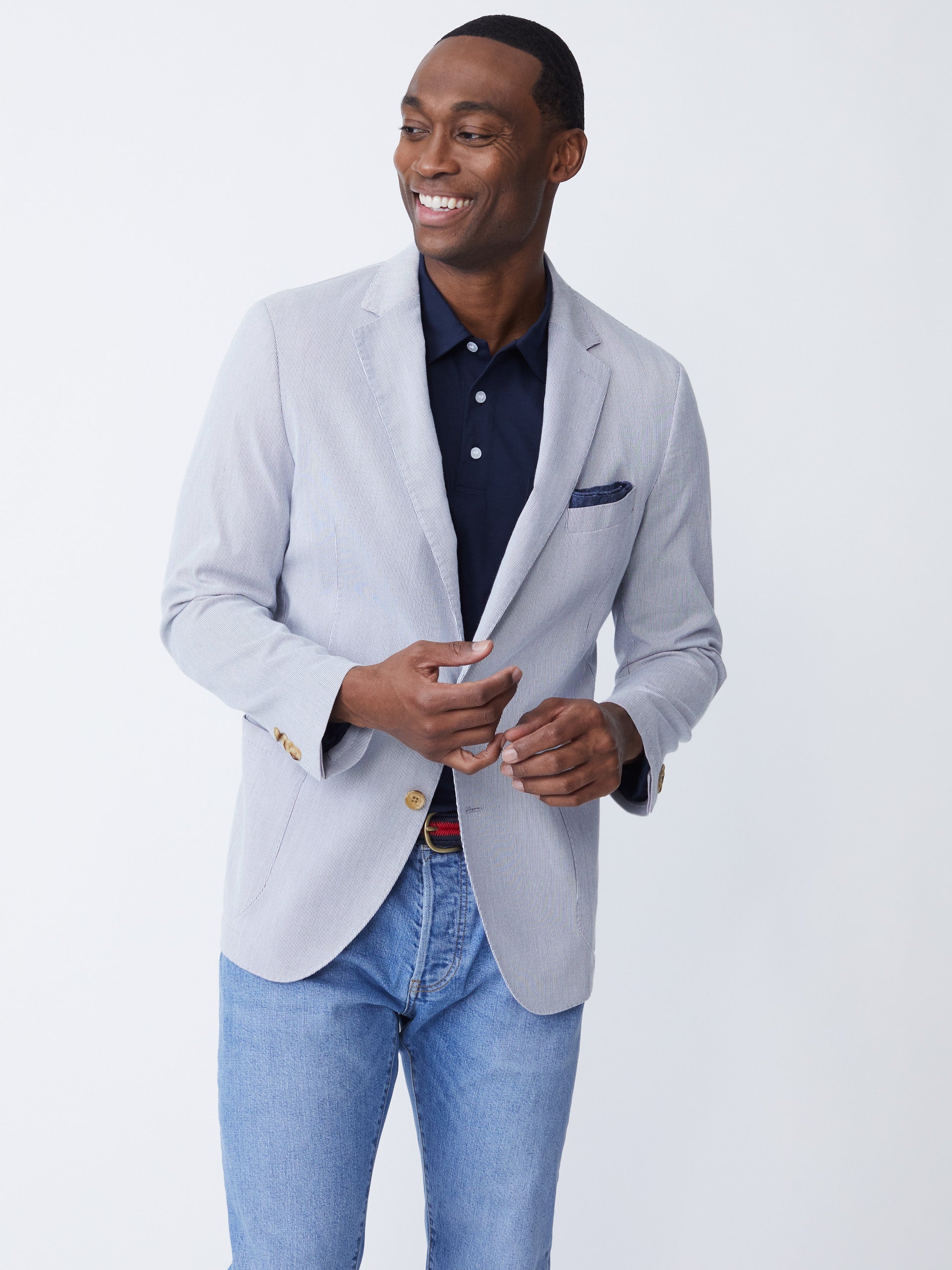 Lisbon Blazer in Pinstripe-New Feature DemoNew Feature Demo