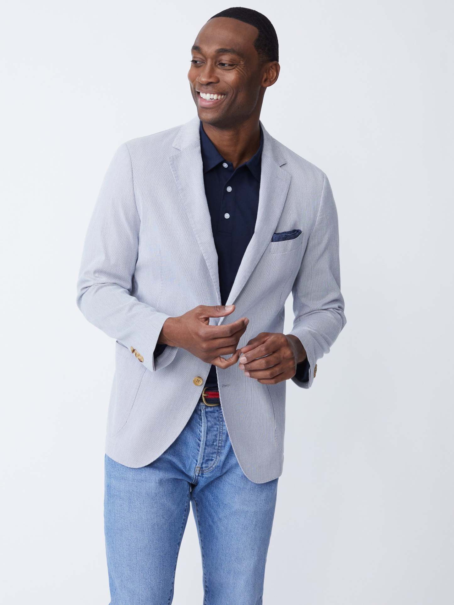 Lisbon Blazer in Pinstripe-New Feature DemoNew Feature Demo