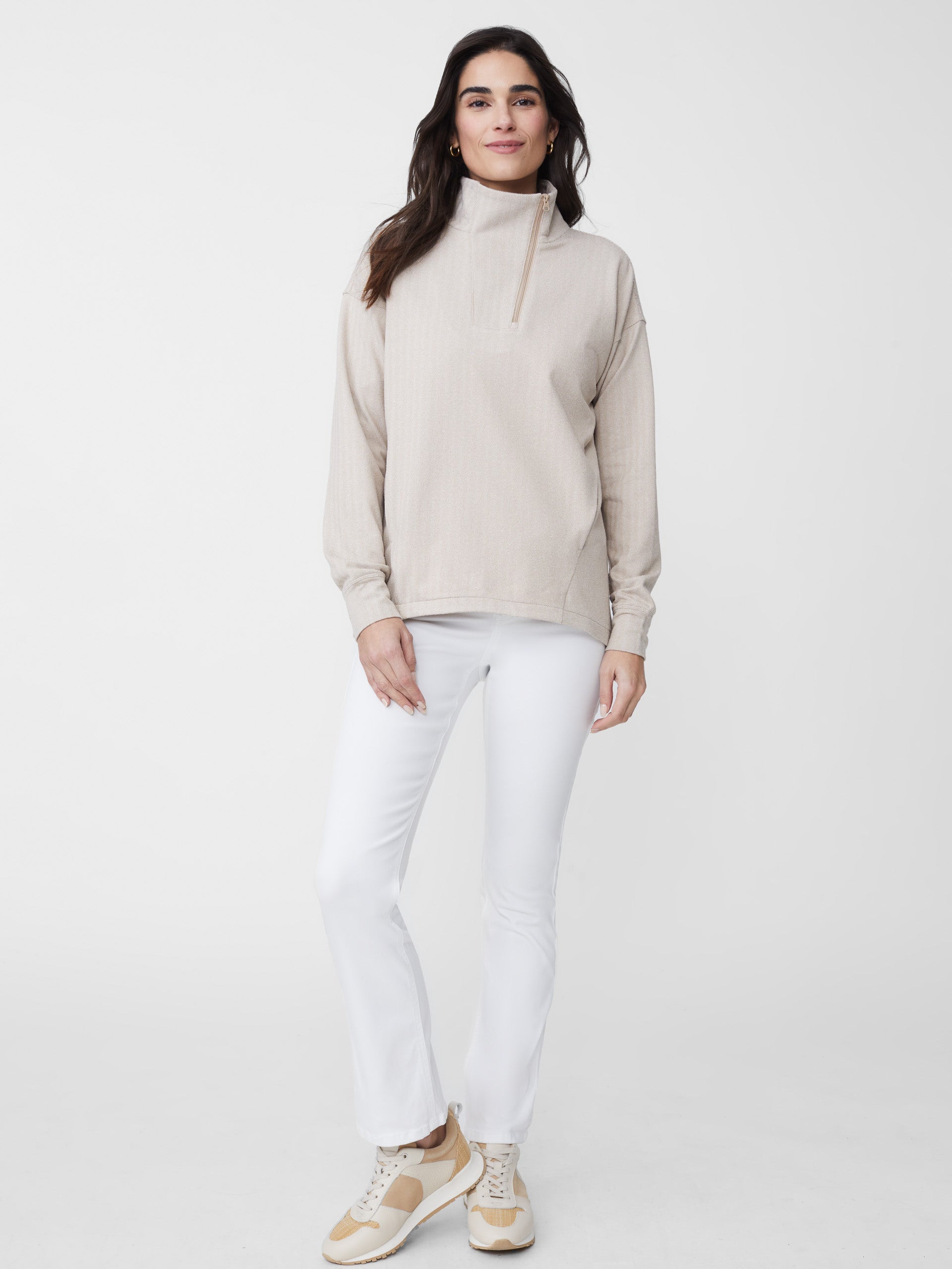 Maeba Fleece Top in Herringbone Jacquard-New Feature DemoNew Feature Demo