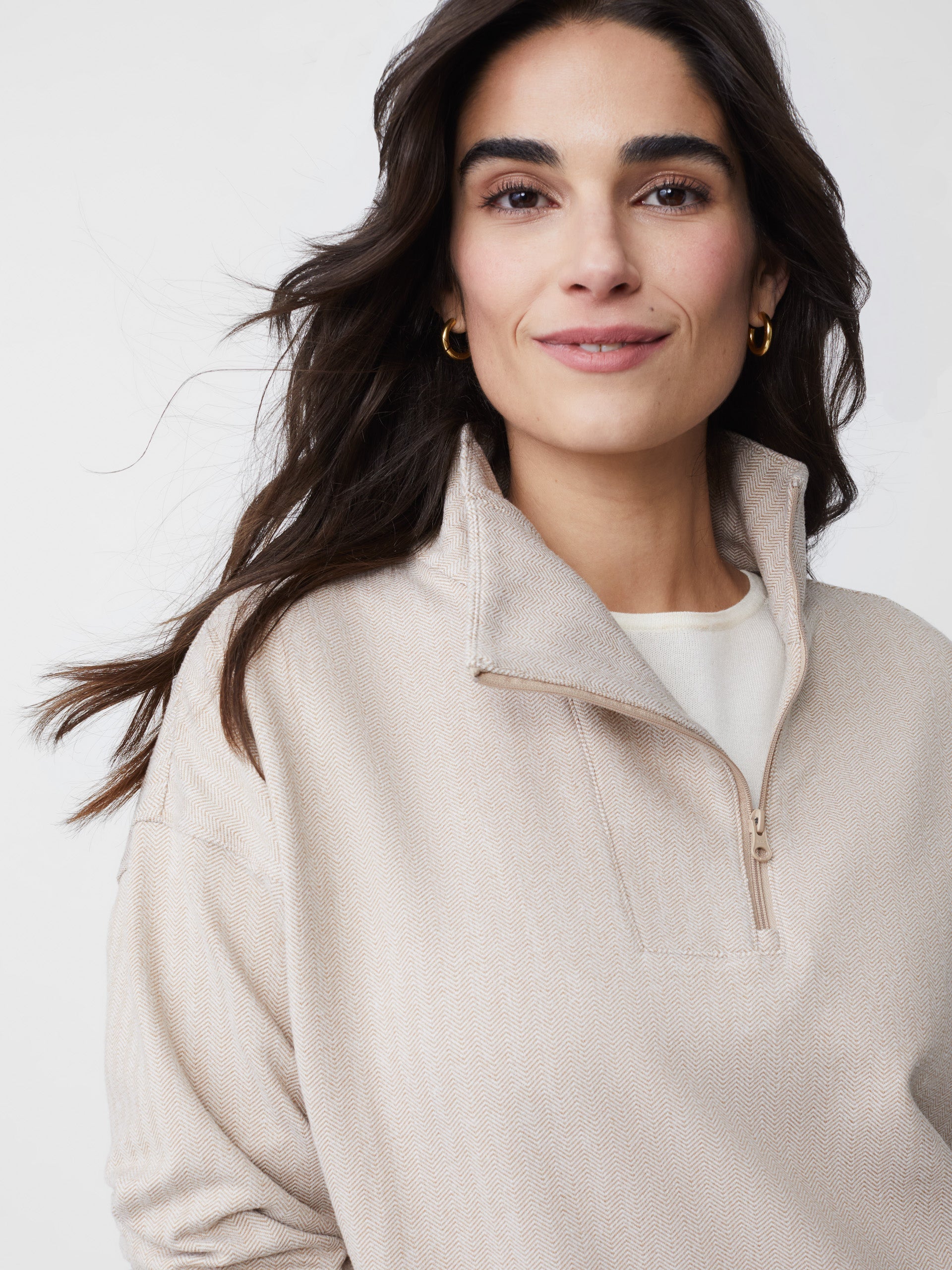 Maeba Fleece Top in Herringbone Jacquard-New Feature DemoNew Feature Demo