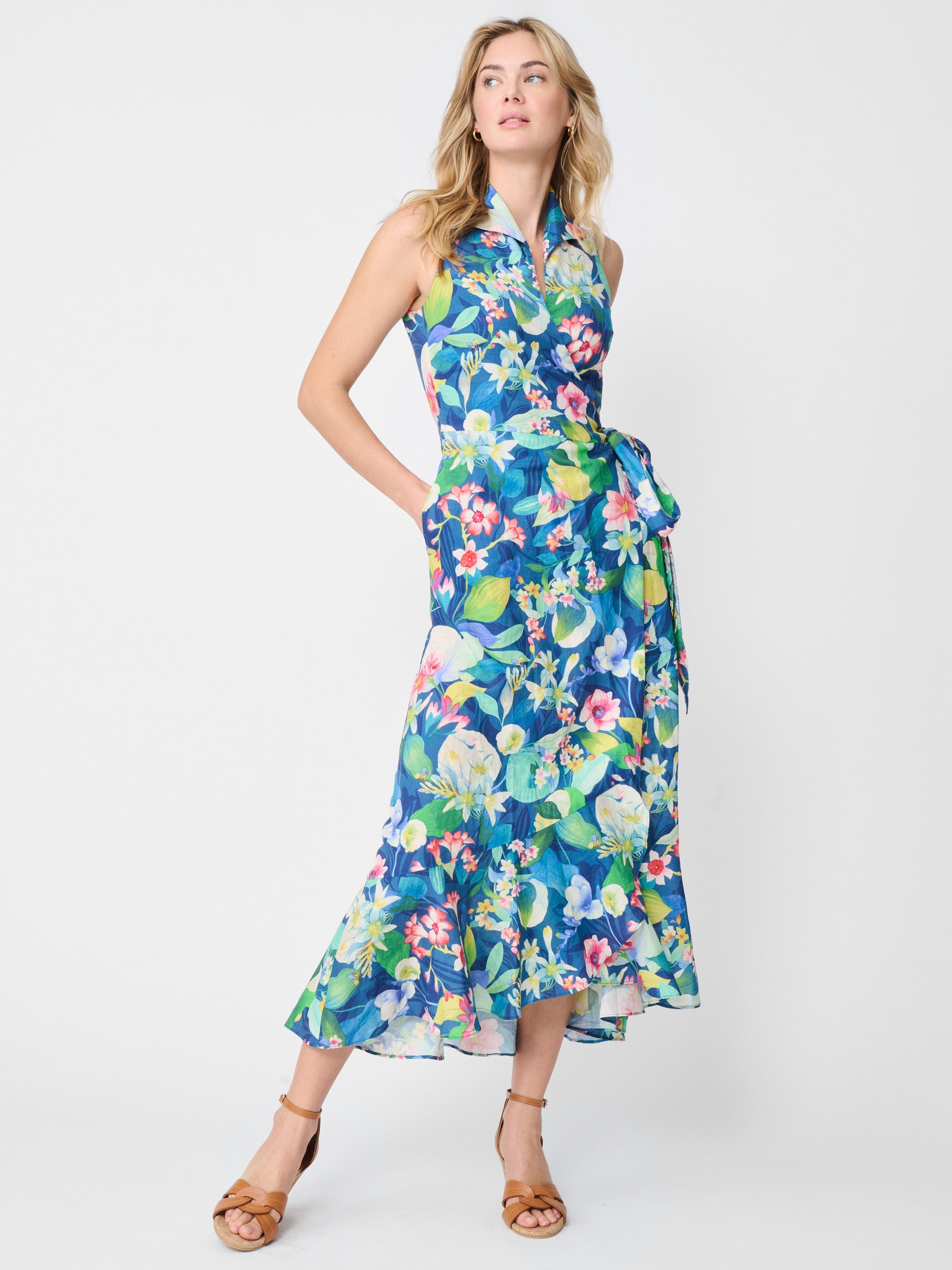 Miramar Linen Dress in Floral Reef-New Feature DemoNew Feature Demo