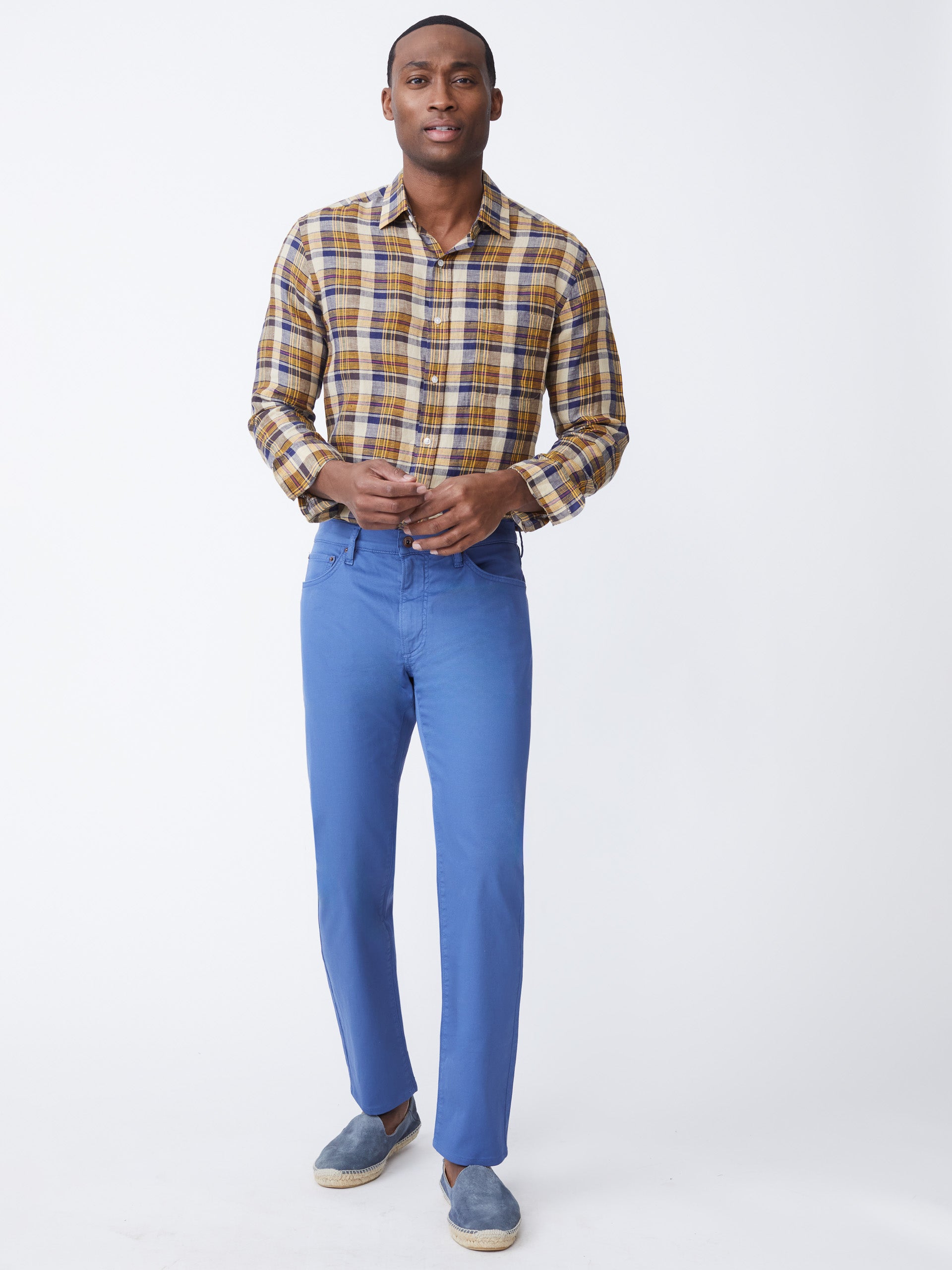 Gramercy Classic Fit Linen Shirt in Plaid-New Feature DemoNew Feature Demo